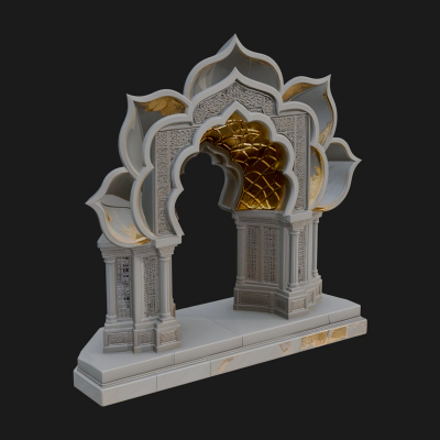 Carved Mihrab Niche Plaque Design 8 3D Print Model