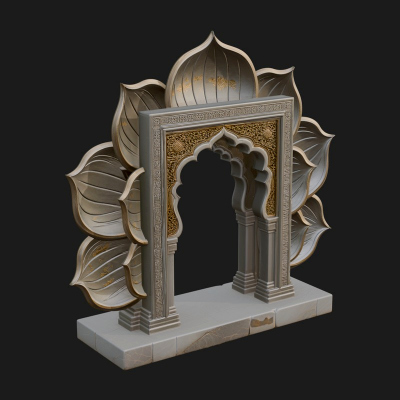 Carved Mihrab Niche Plaque Design 9 3D Print Model