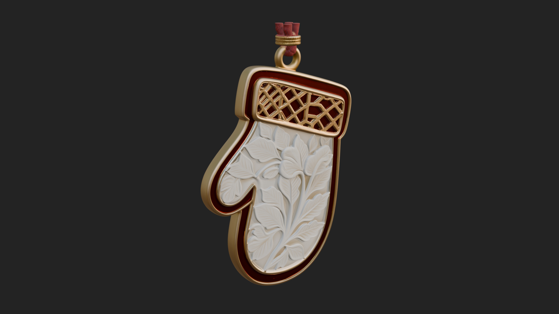 Carved Mitten Ornament Design 1 3D Print Model 3D Model