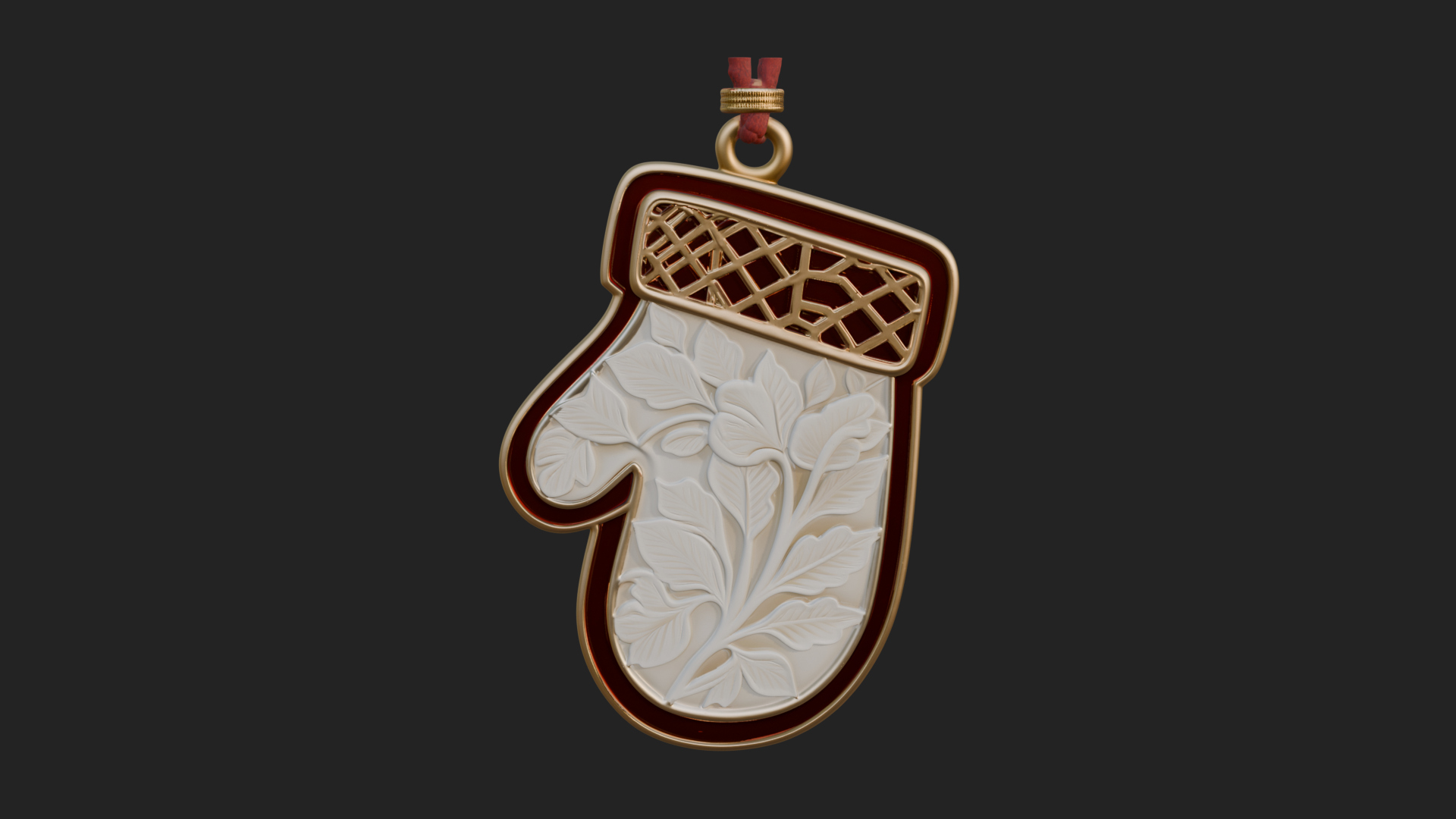 Carved Mitten Ornament Design 1 3D Print Model 3D Model