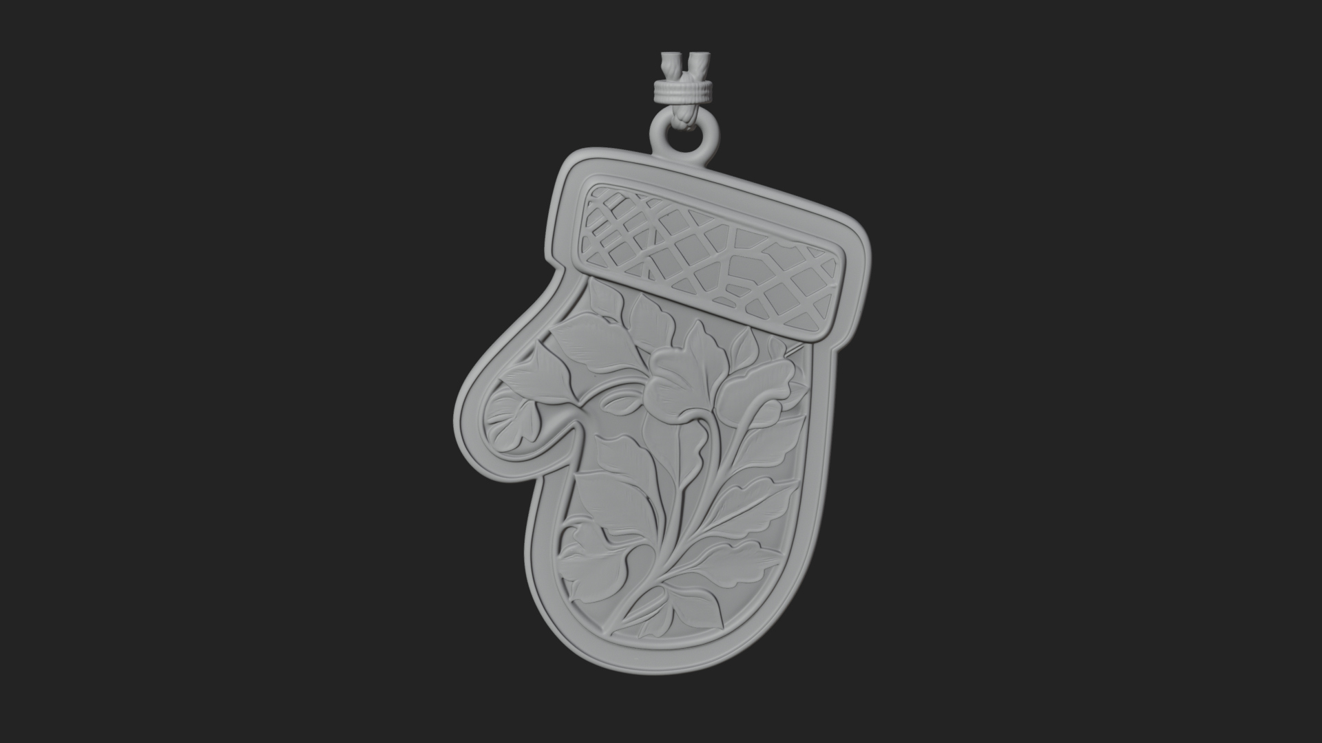 Carved Mitten Ornament Design 1 3D Print Model 3D Model