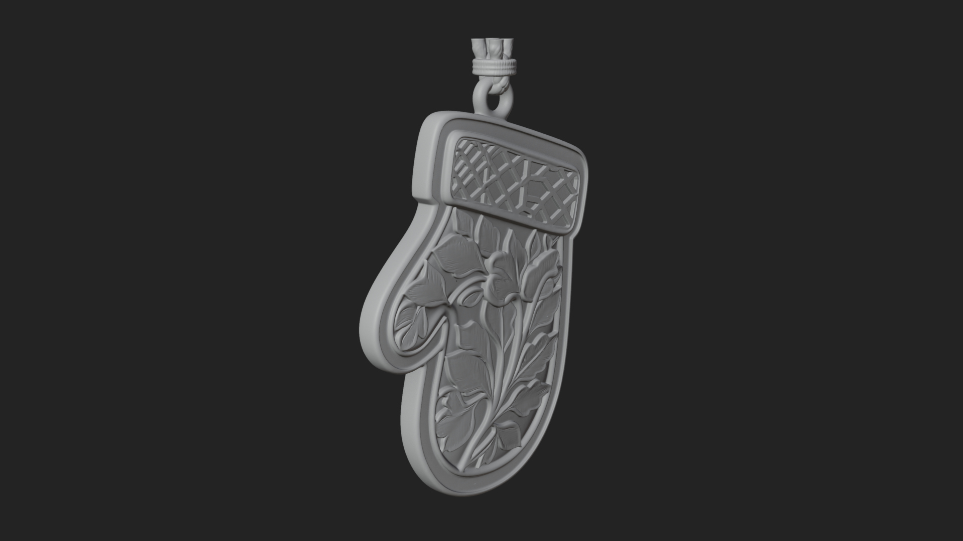 Carved Mitten Ornament Design 1 3D Print Model 3D Model