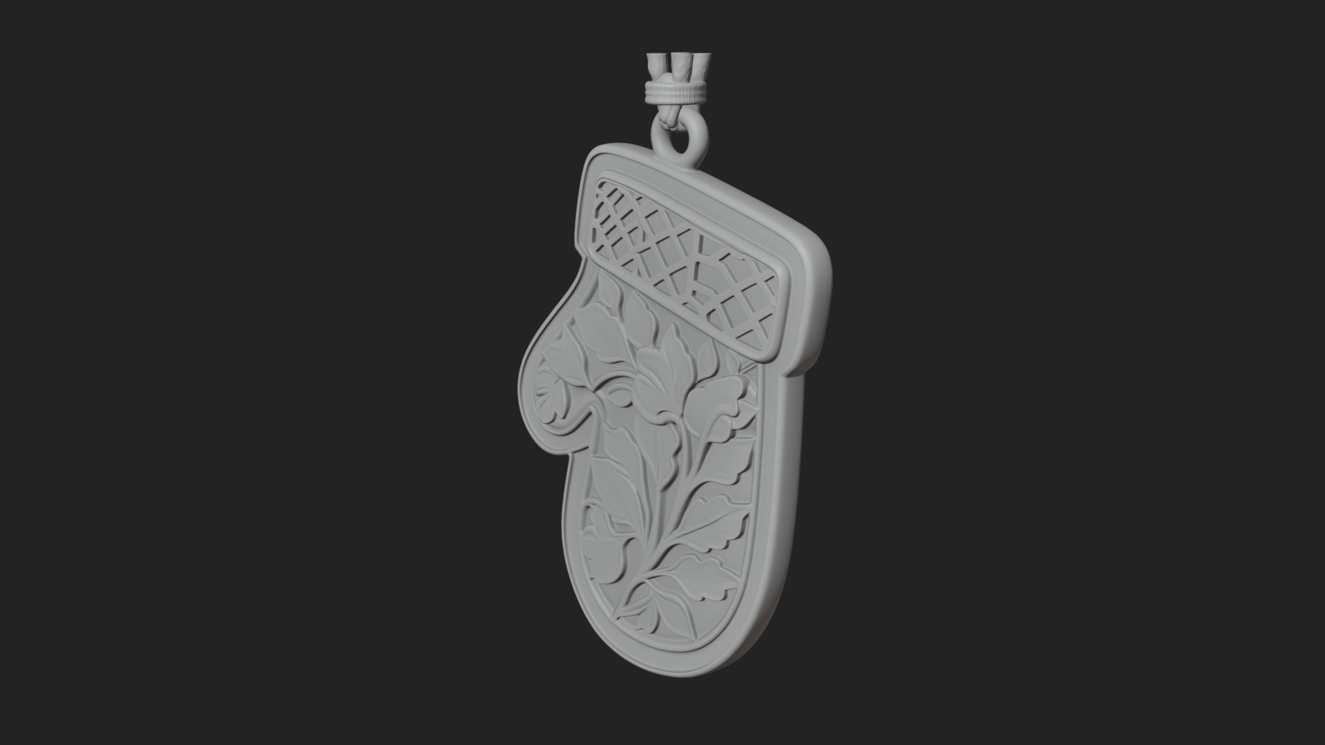 Carved Mitten Ornament Design 1 3D Print Model 3D Model