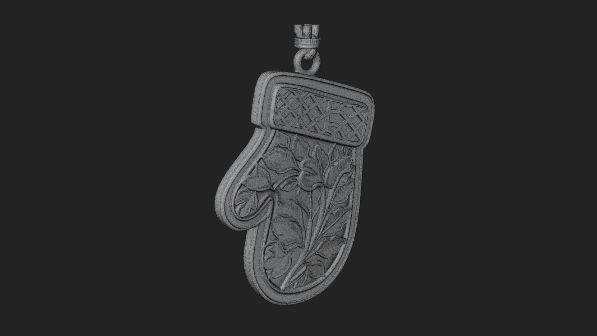 Carved Mitten Ornament Design 1 3D Print Model 3D Model