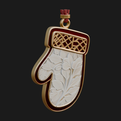 Carved Mitten Ornament Design 1 3D Print Model