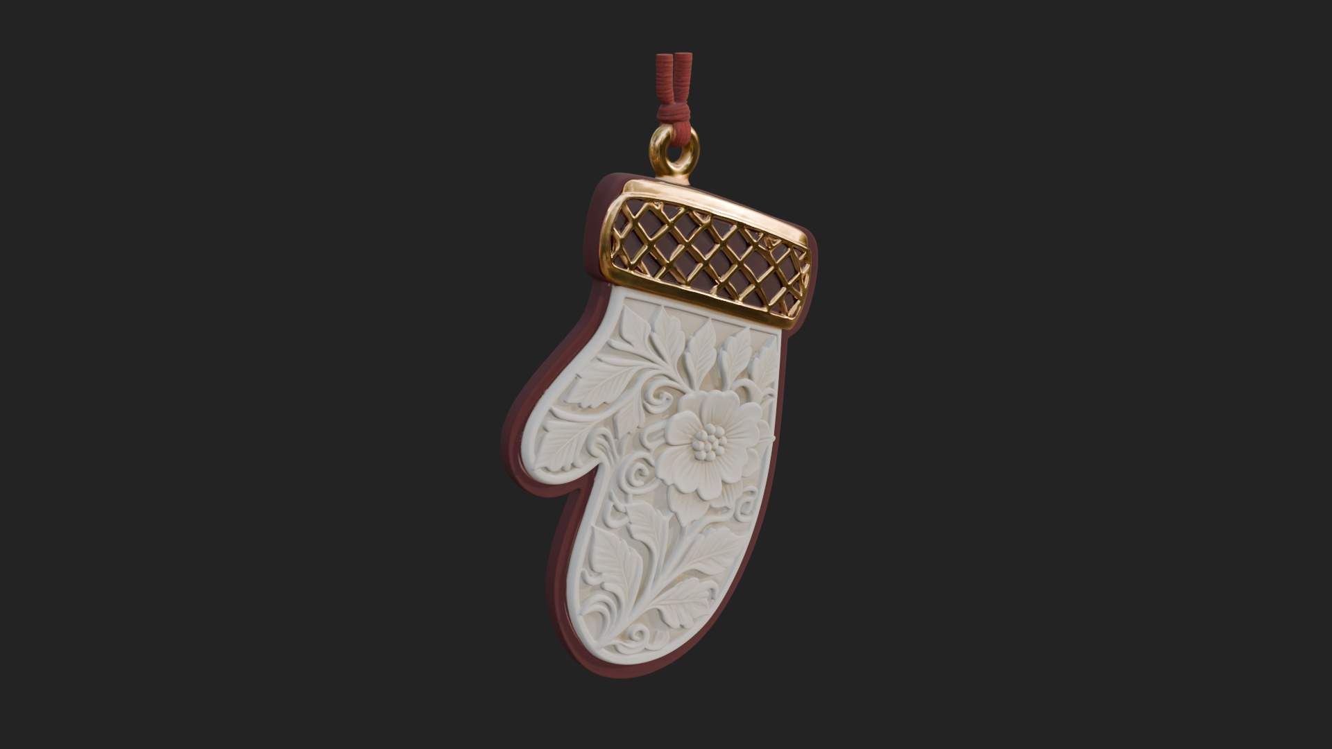 Carved Mitten Ornament Design 2 3D Print Model 3D Model
