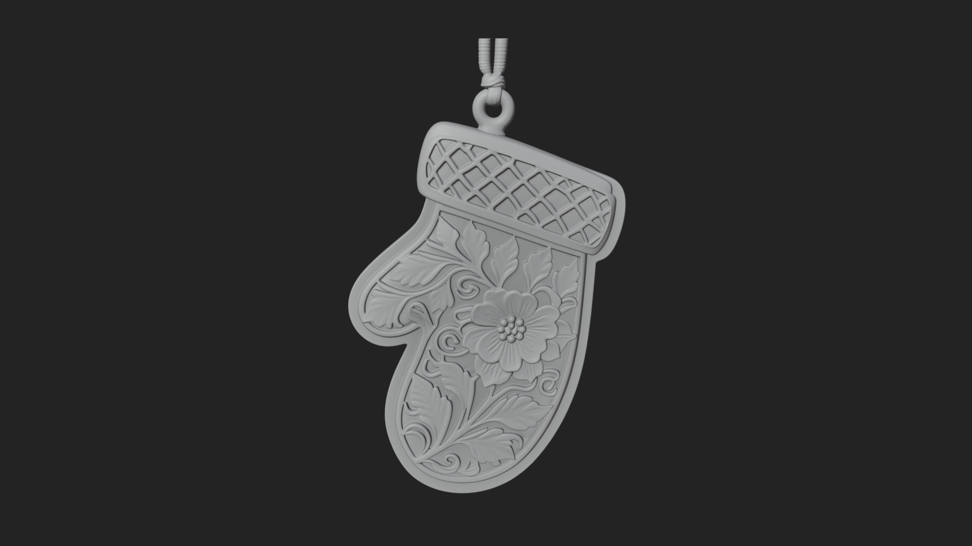 Carved Mitten Ornament Design 2 3D Print Model 3D Model