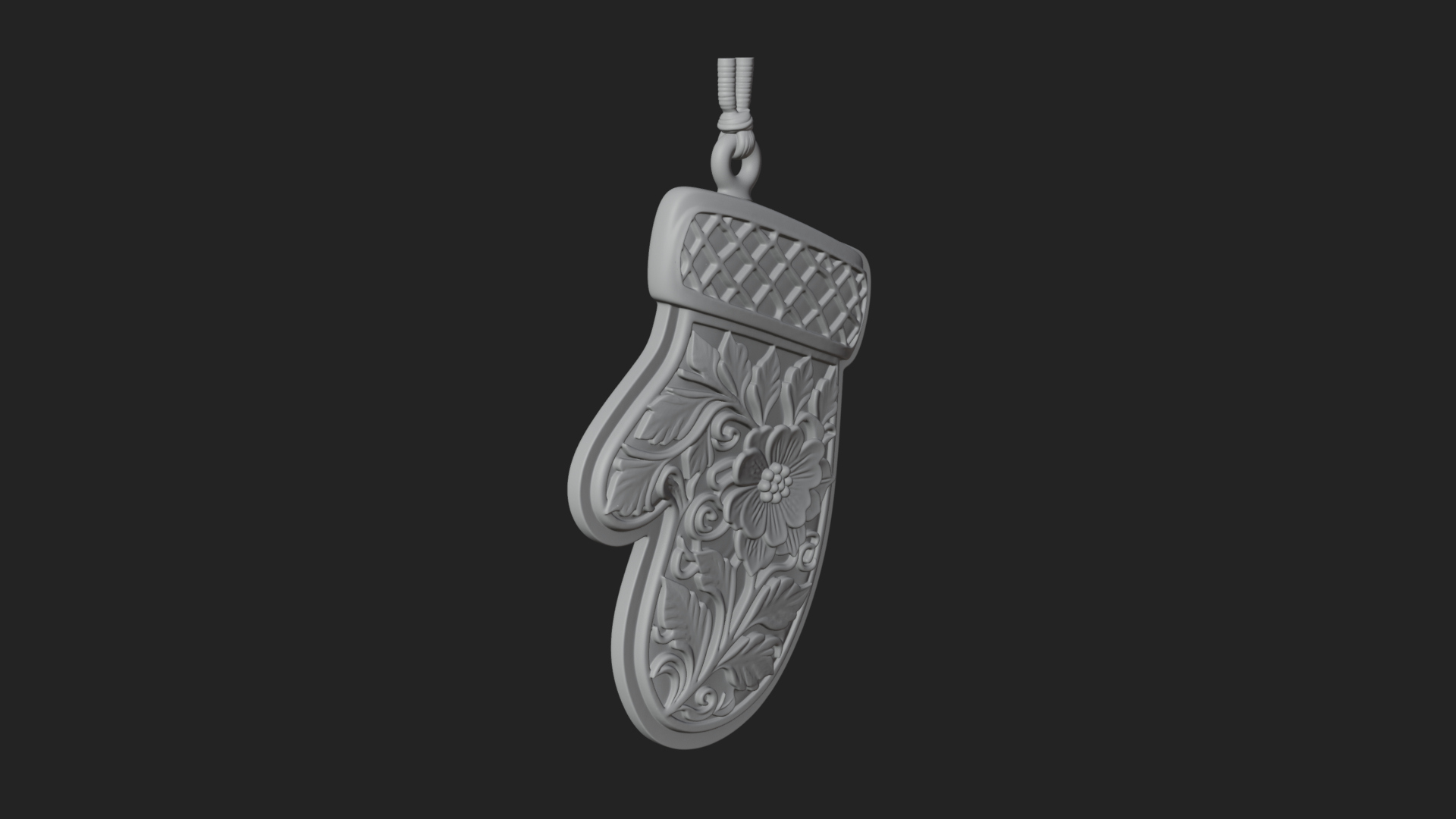 Carved Mitten Ornament Design 2 3D Print Model 3D Model