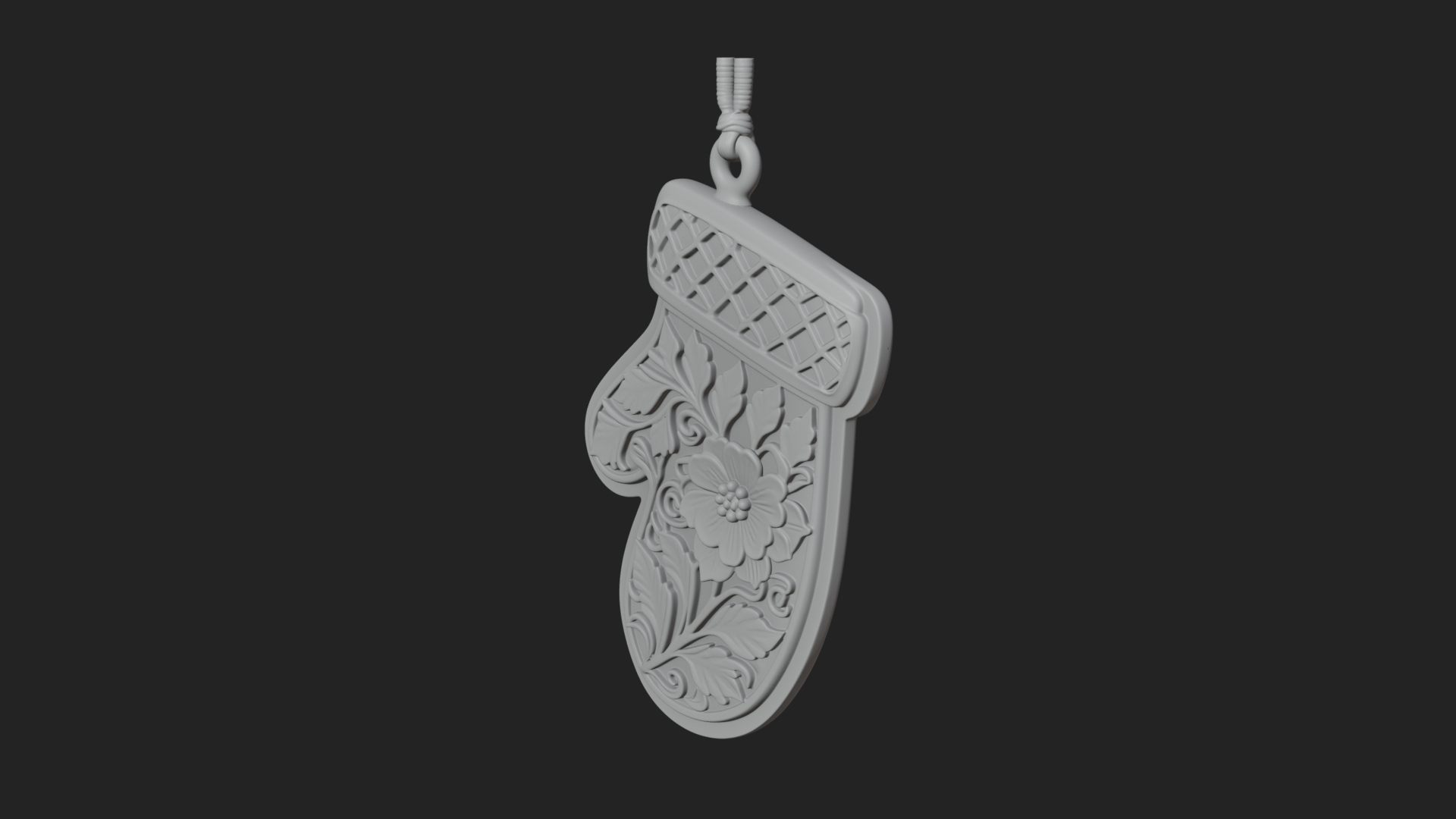 Carved Mitten Ornament Design 2 3D Print Model 3D Model
