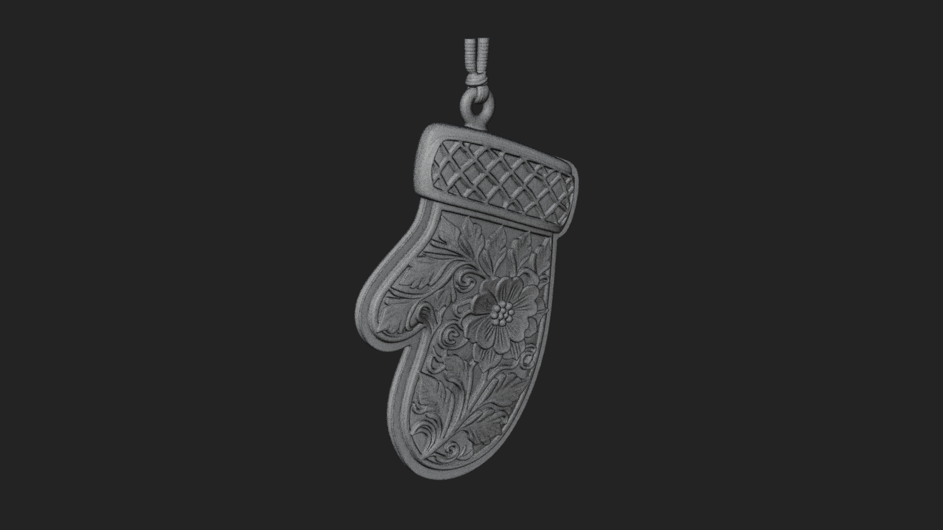 Carved Mitten Ornament Design 2 3D Print Model 3D Model