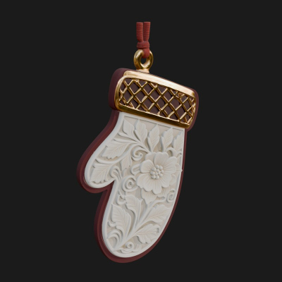 Carved Mitten Ornament Design 2 3D Print Model