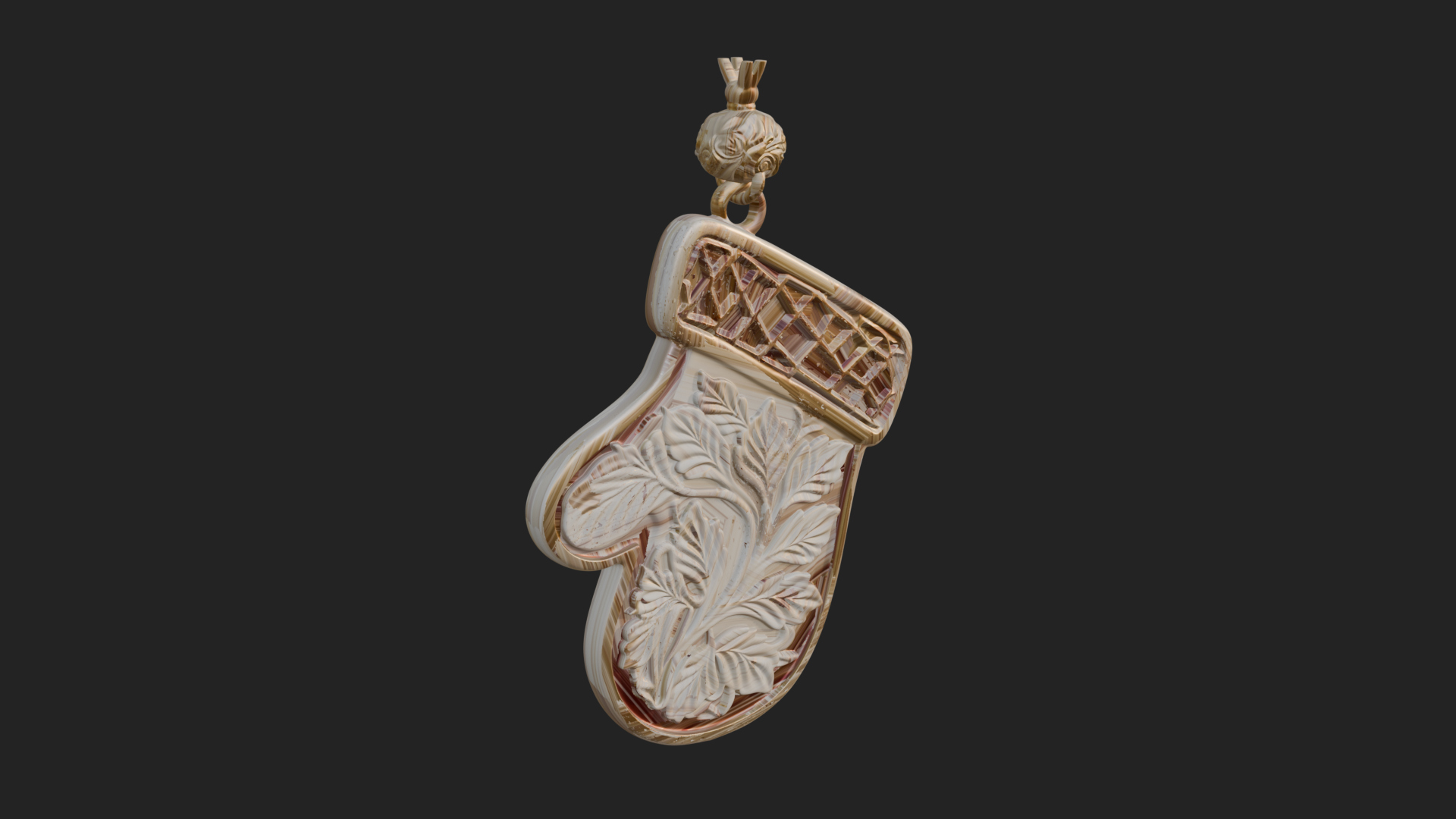 Carved Mitten Ornament Design 3 3D Print Model 3D Model