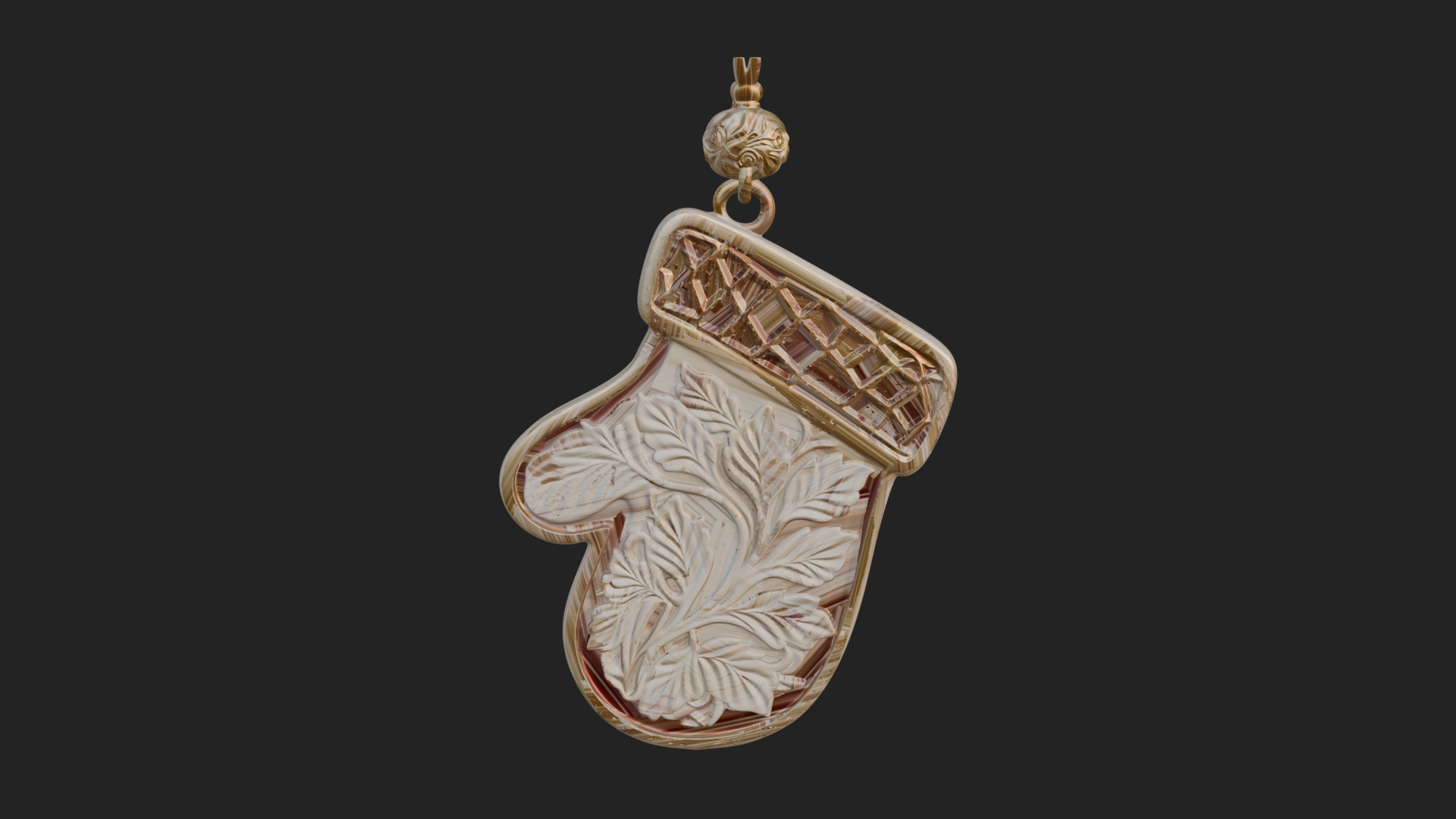 Carved Mitten Ornament Design 3 3D Print Model 3D Model