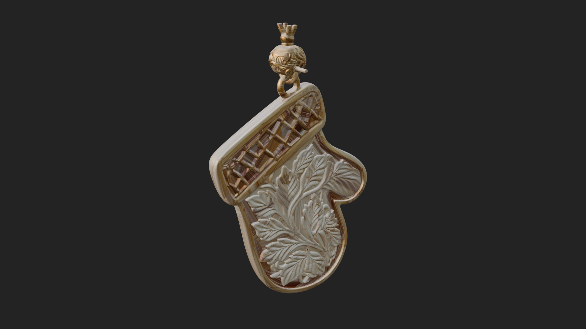 Carved Mitten Ornament Design 3 3D Print Model 3D Model