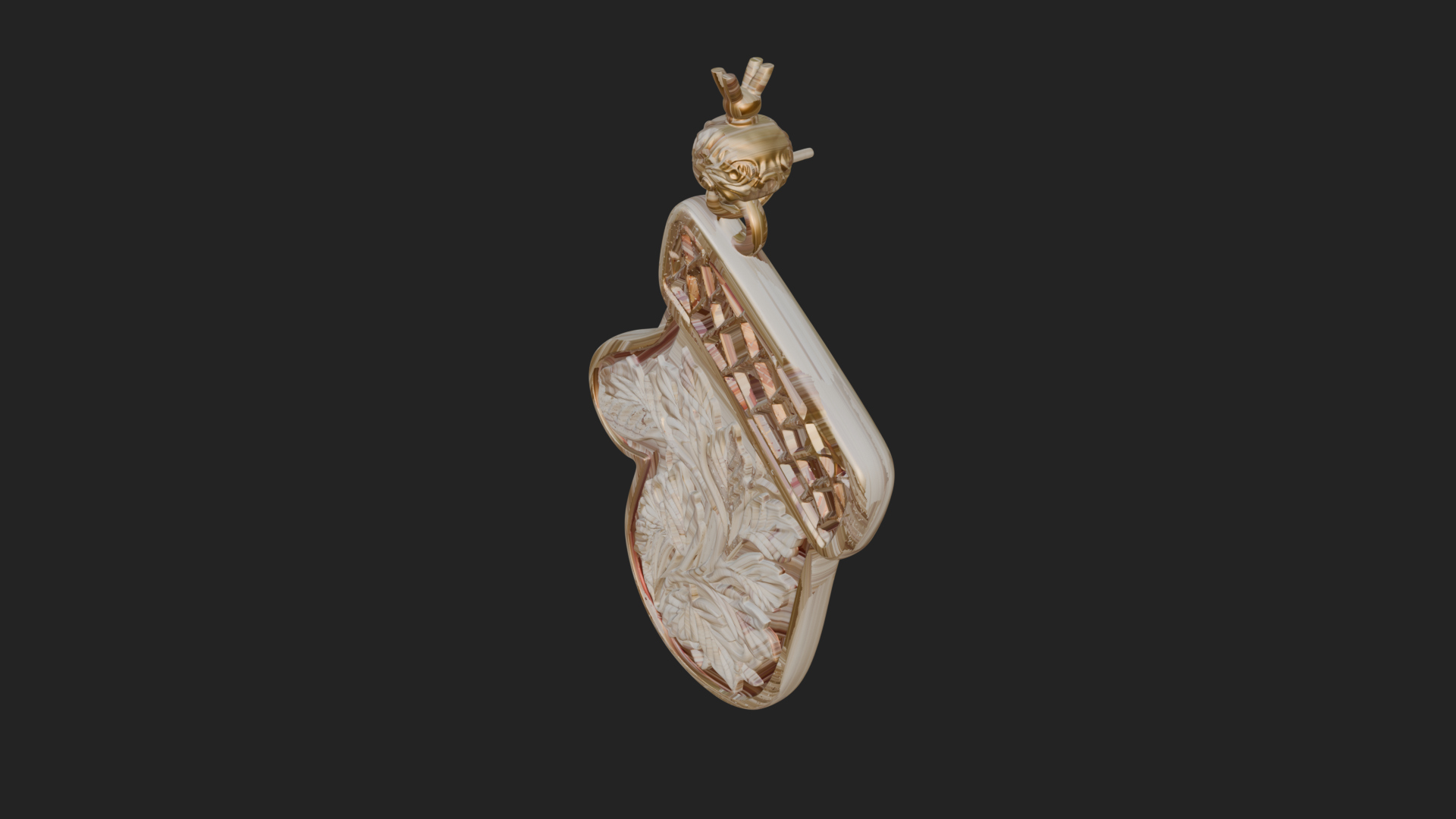 Carved Mitten Ornament Design 3 3D Print Model 3D Model