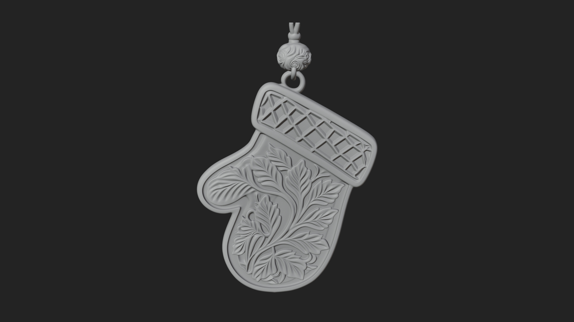 Carved Mitten Ornament Design 3 3D Print Model 3D Model
