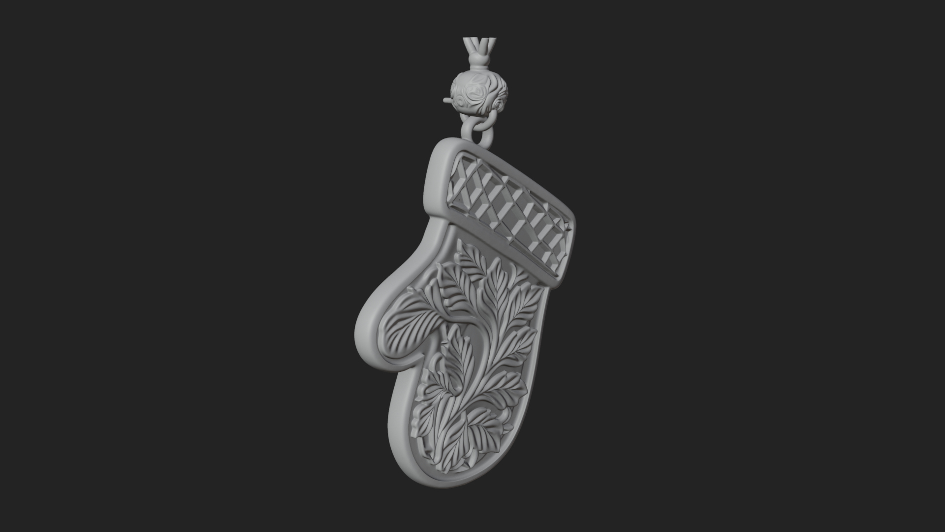 Carved Mitten Ornament Design 3 3D Print Model 3D Model