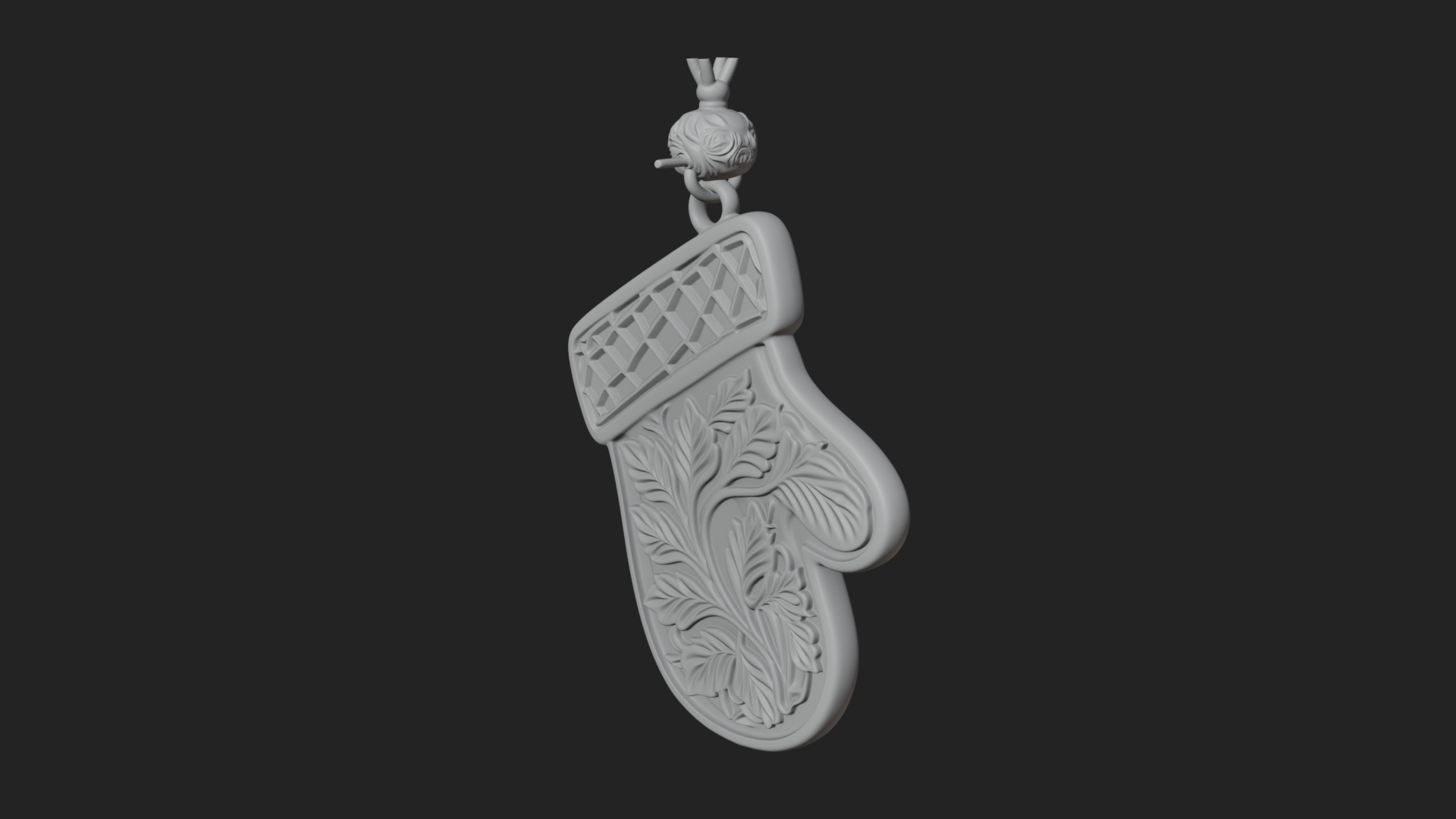 Carved Mitten Ornament Design 3 3D Print Model 3D Model