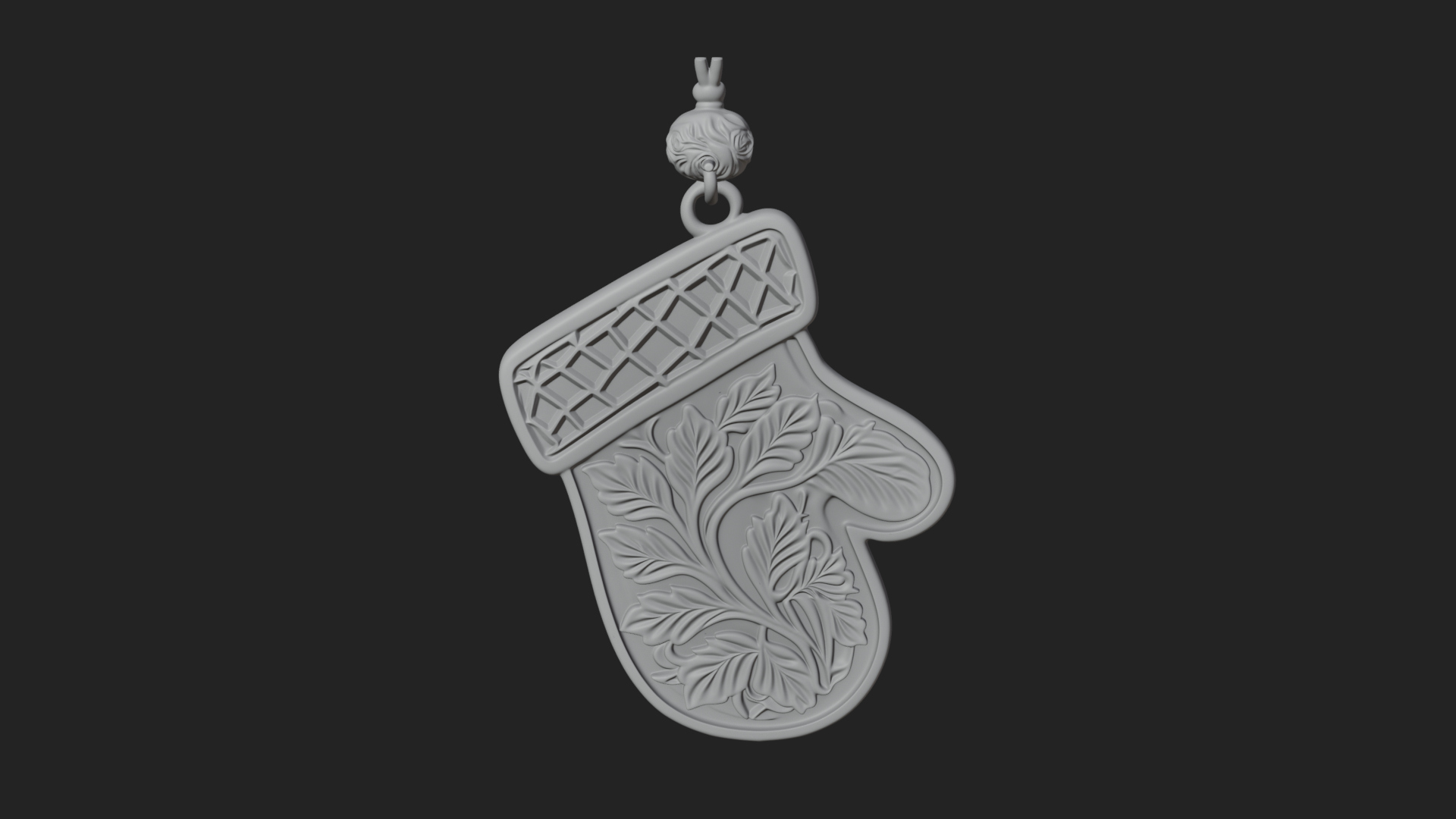 Carved Mitten Ornament Design 3 3D Print Model 3D Model