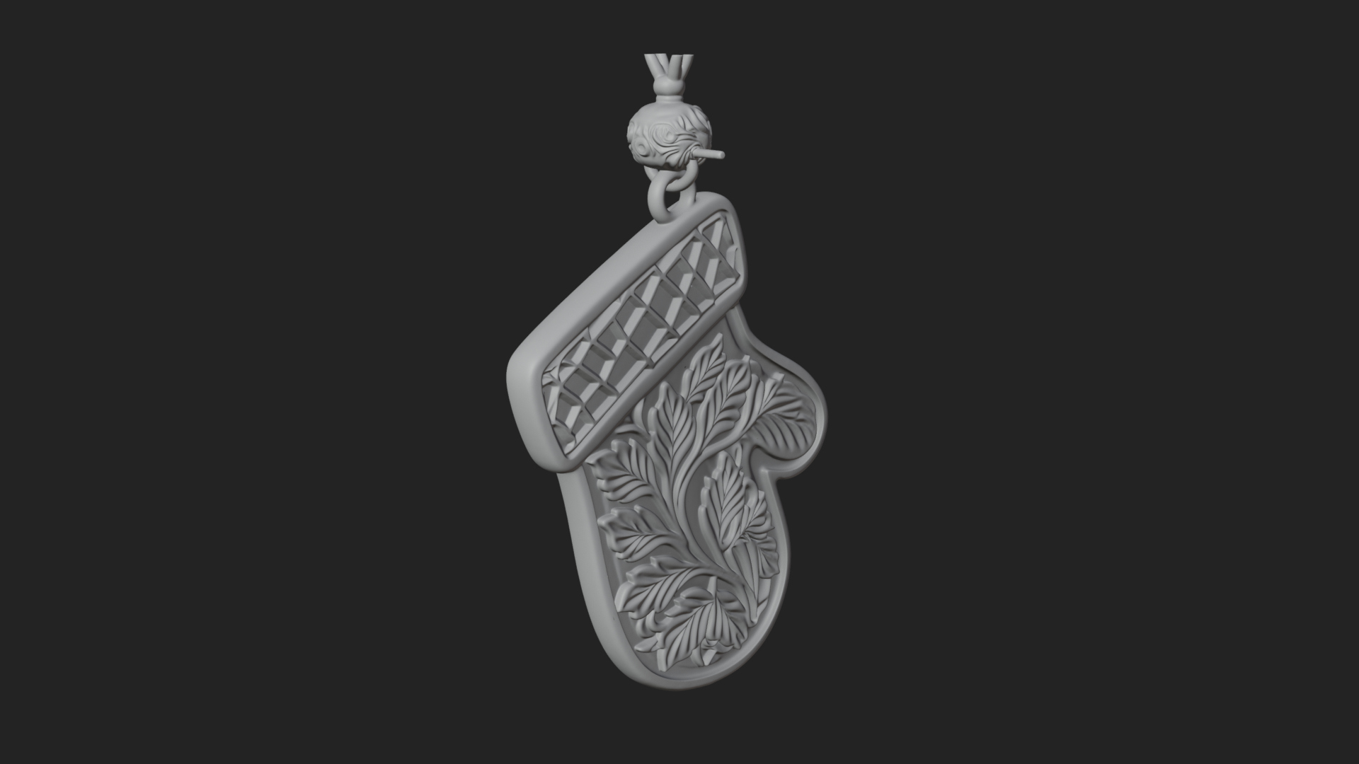 Carved Mitten Ornament Design 3 3D Print Model 3D Model