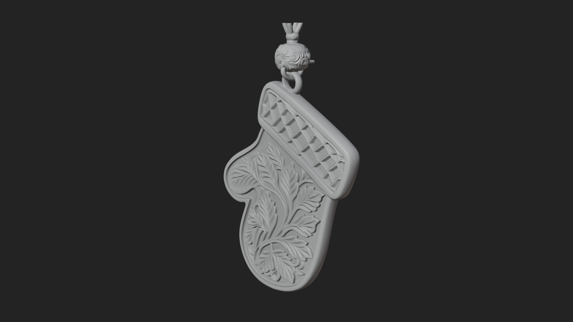 Carved Mitten Ornament Design 3 3D Print Model 3D Model