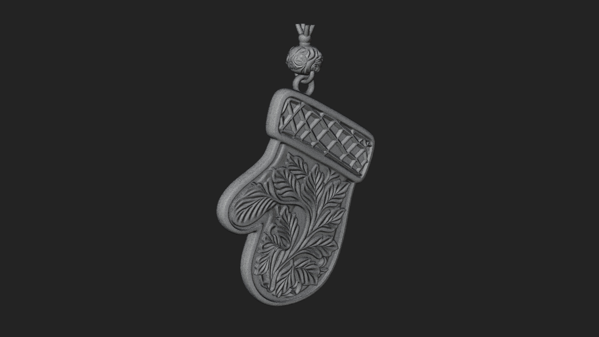 Carved Mitten Ornament Design 3 3D Print Model 3D Model