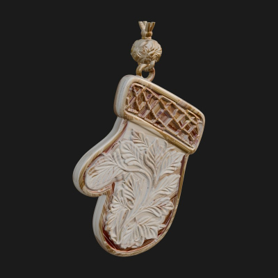 Carved Mitten Ornament Design 3 3D Print Model
