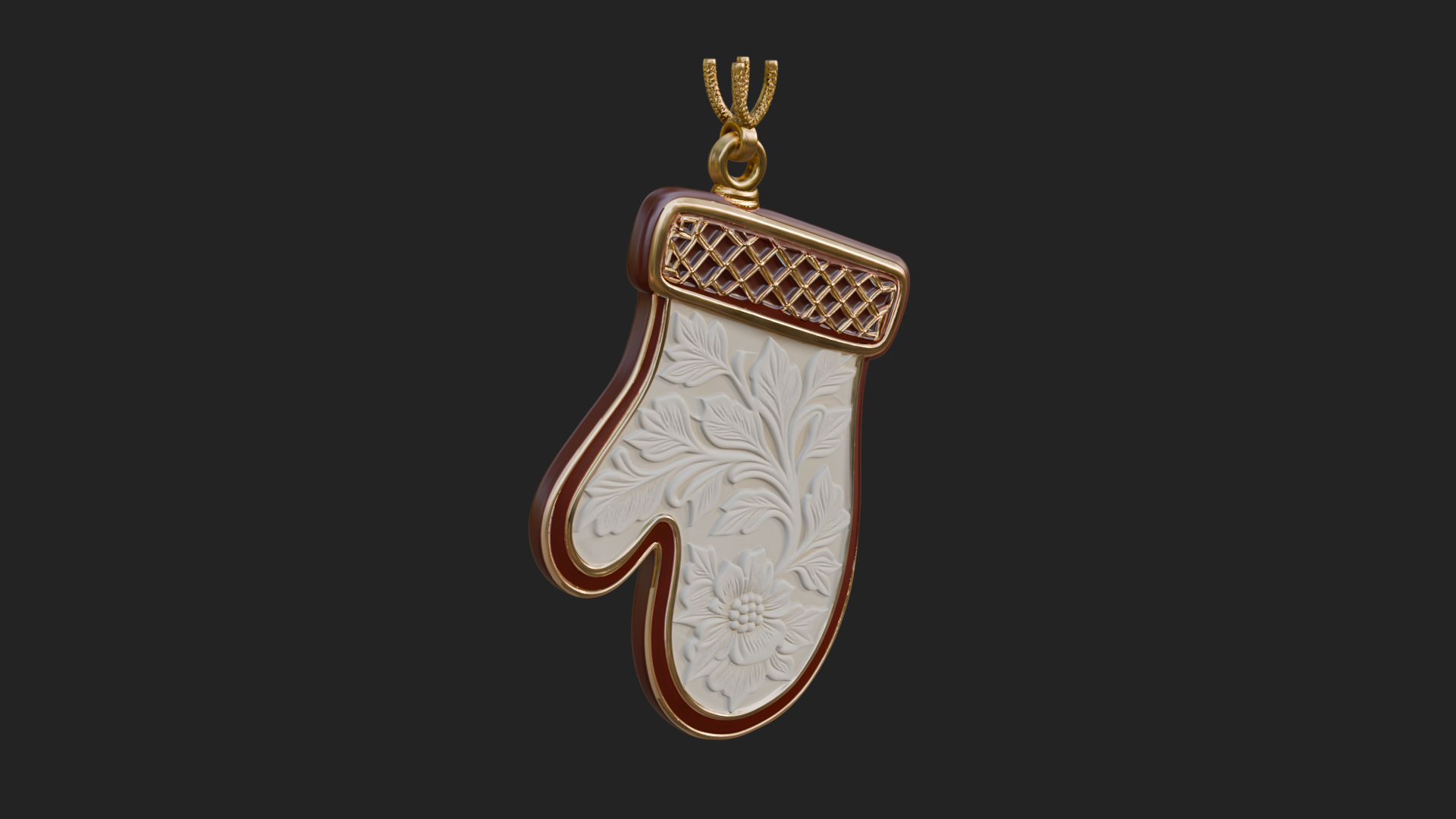 Carved Mitten Ornament Design 4 3D Print Model 3D Model