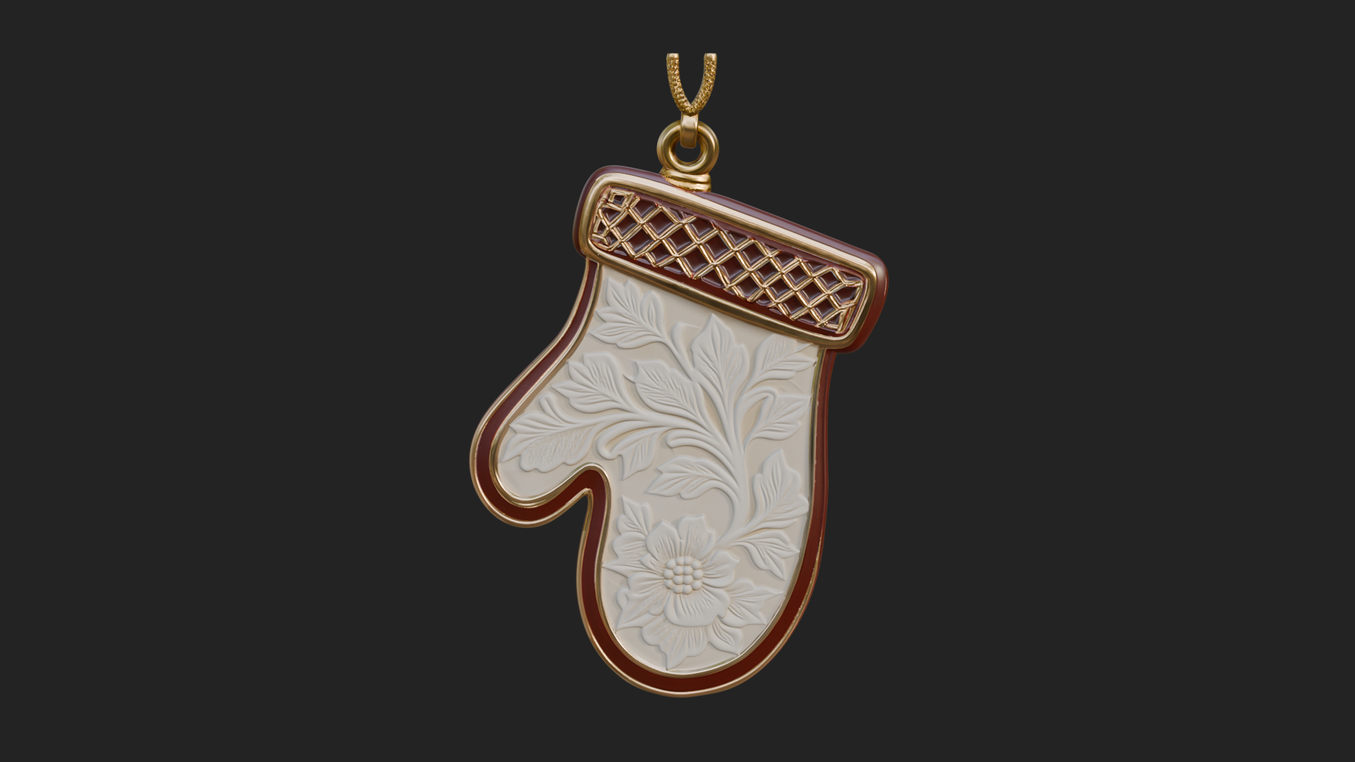 Carved Mitten Ornament Design 4 3D Print Model 3D Model