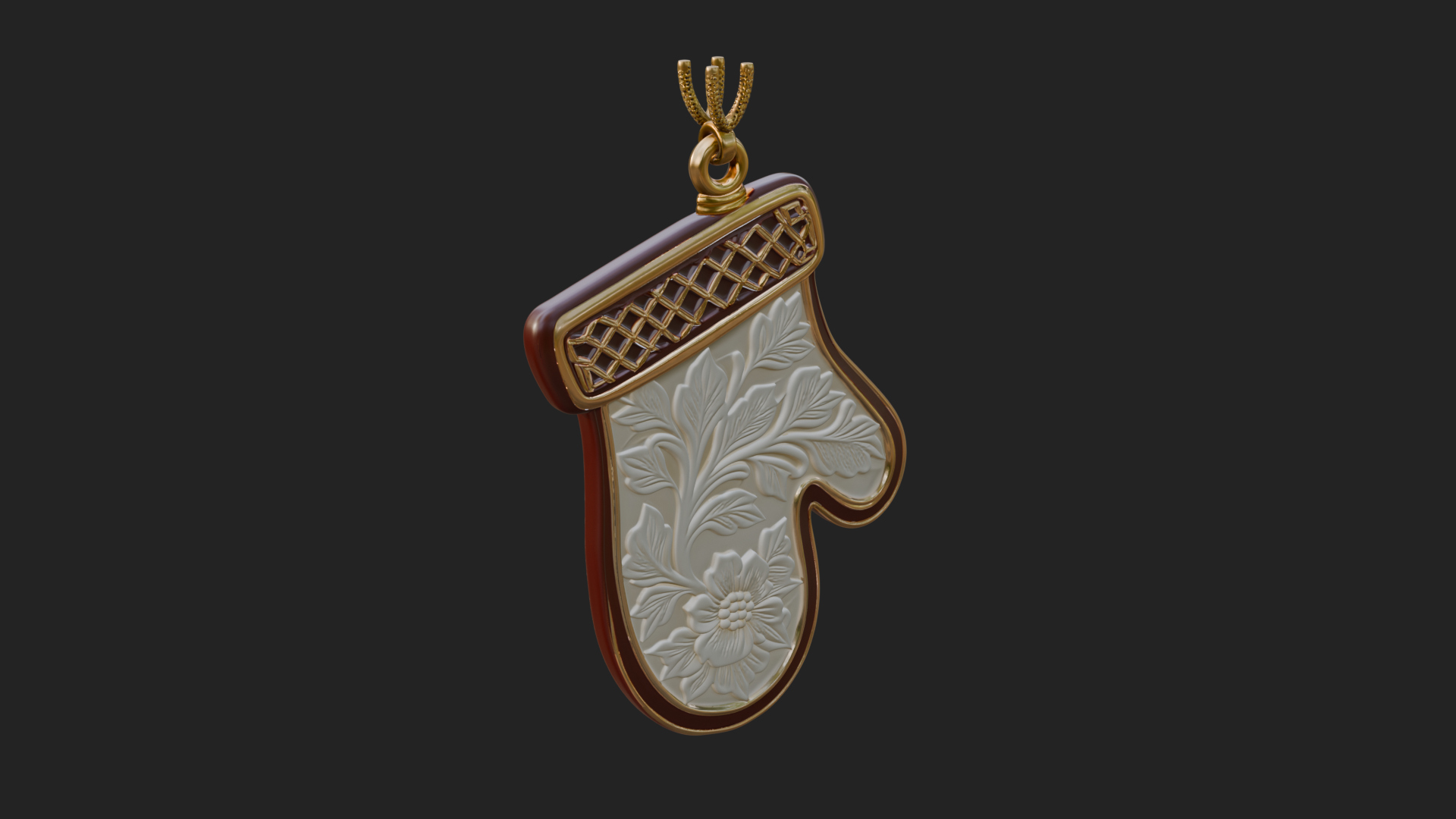 Carved Mitten Ornament Design 4 3D Print Model 3D Model