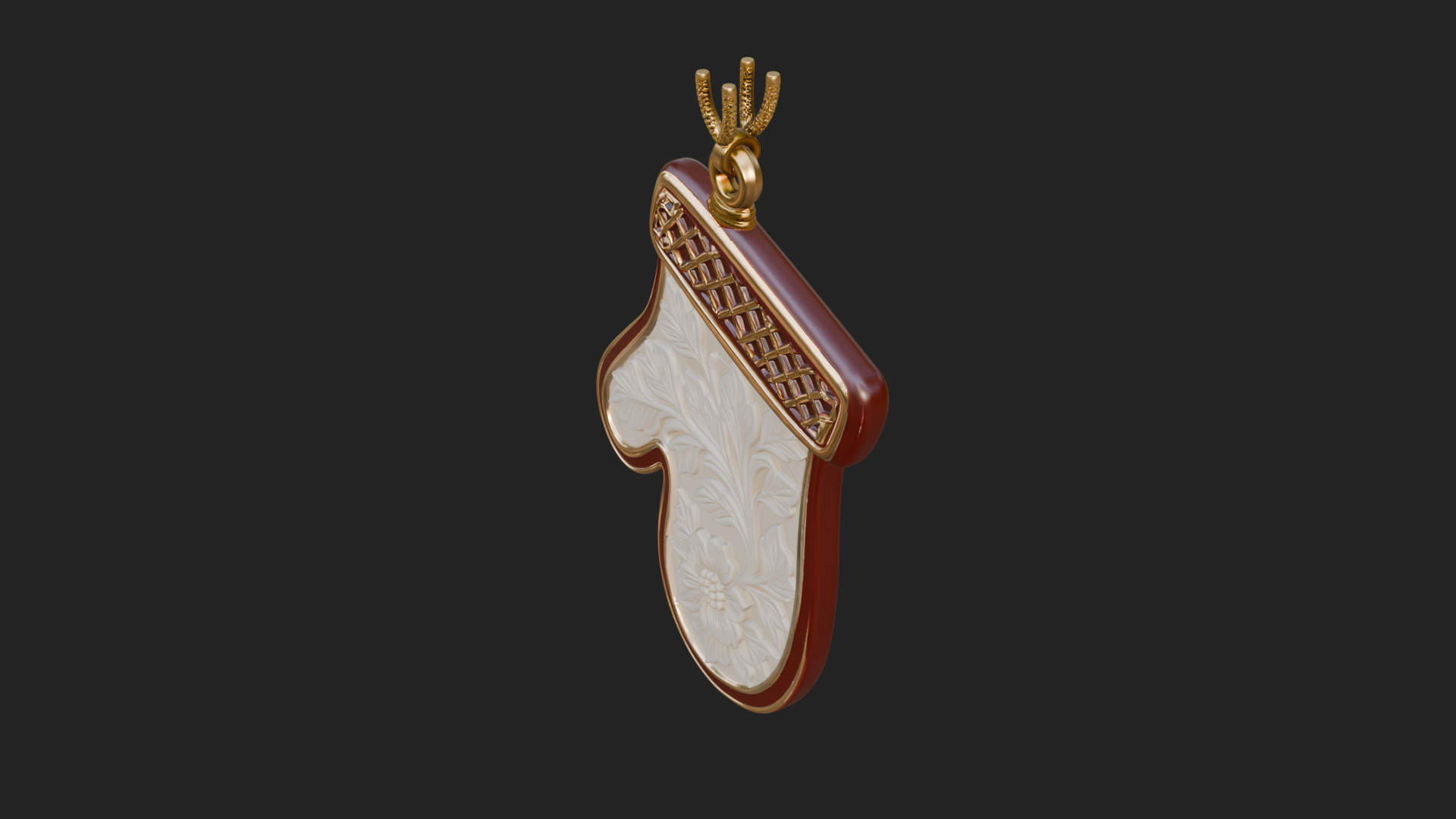 Carved Mitten Ornament Design 4 3D Print Model 3D Model