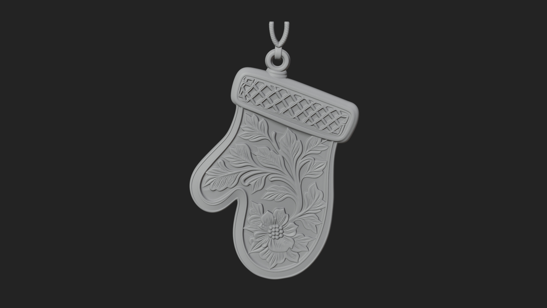 Carved Mitten Ornament Design 4 3D Print Model 3D Model