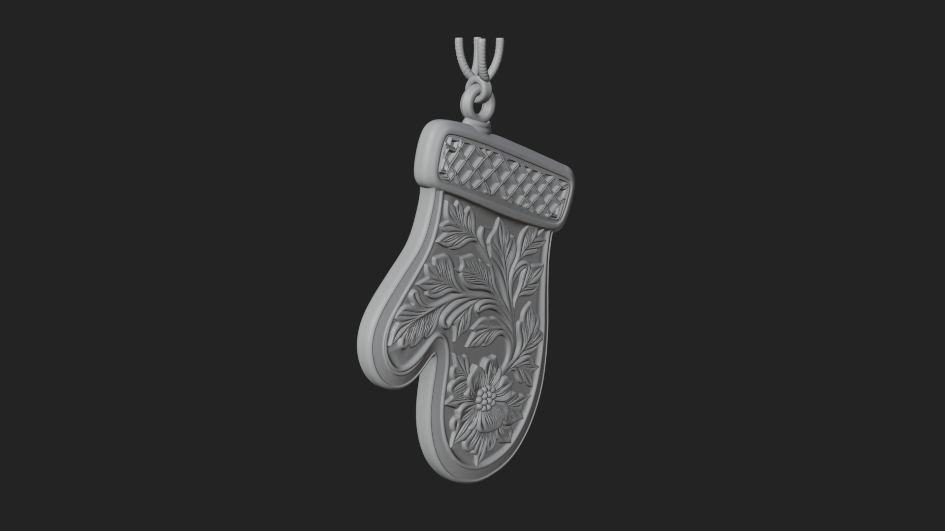Carved Mitten Ornament Design 4 3D Print Model 3D Model