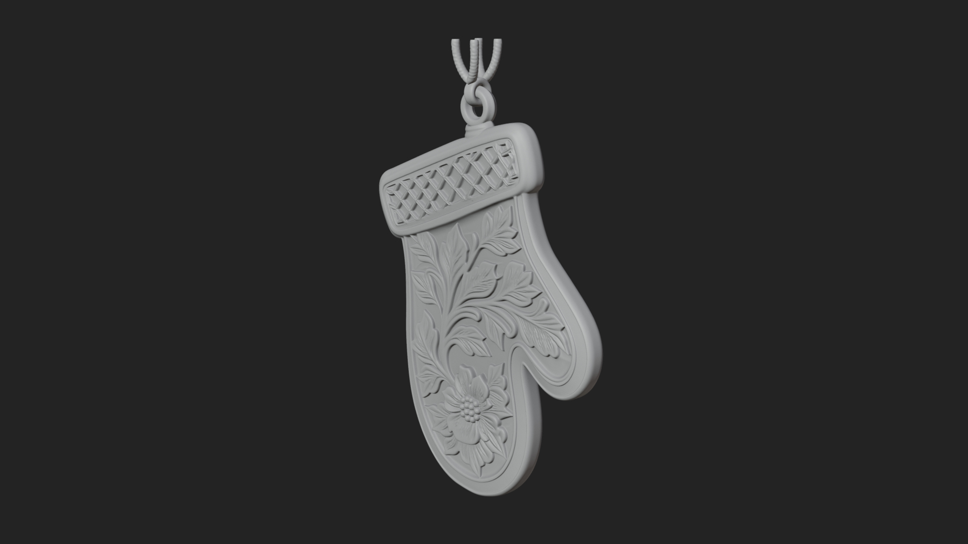 Carved Mitten Ornament Design 4 3D Print Model 3D Model