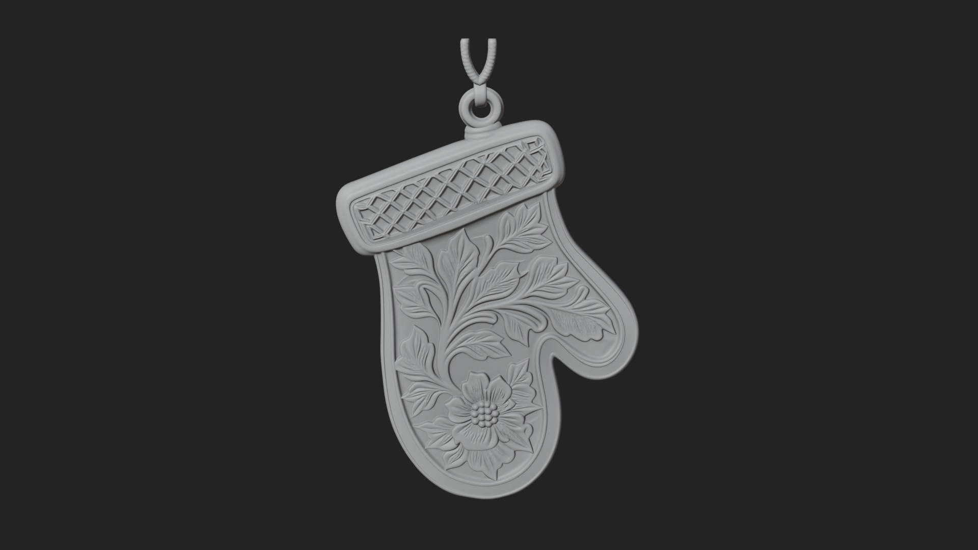 Carved Mitten Ornament Design 4 3D Print Model 3D Model