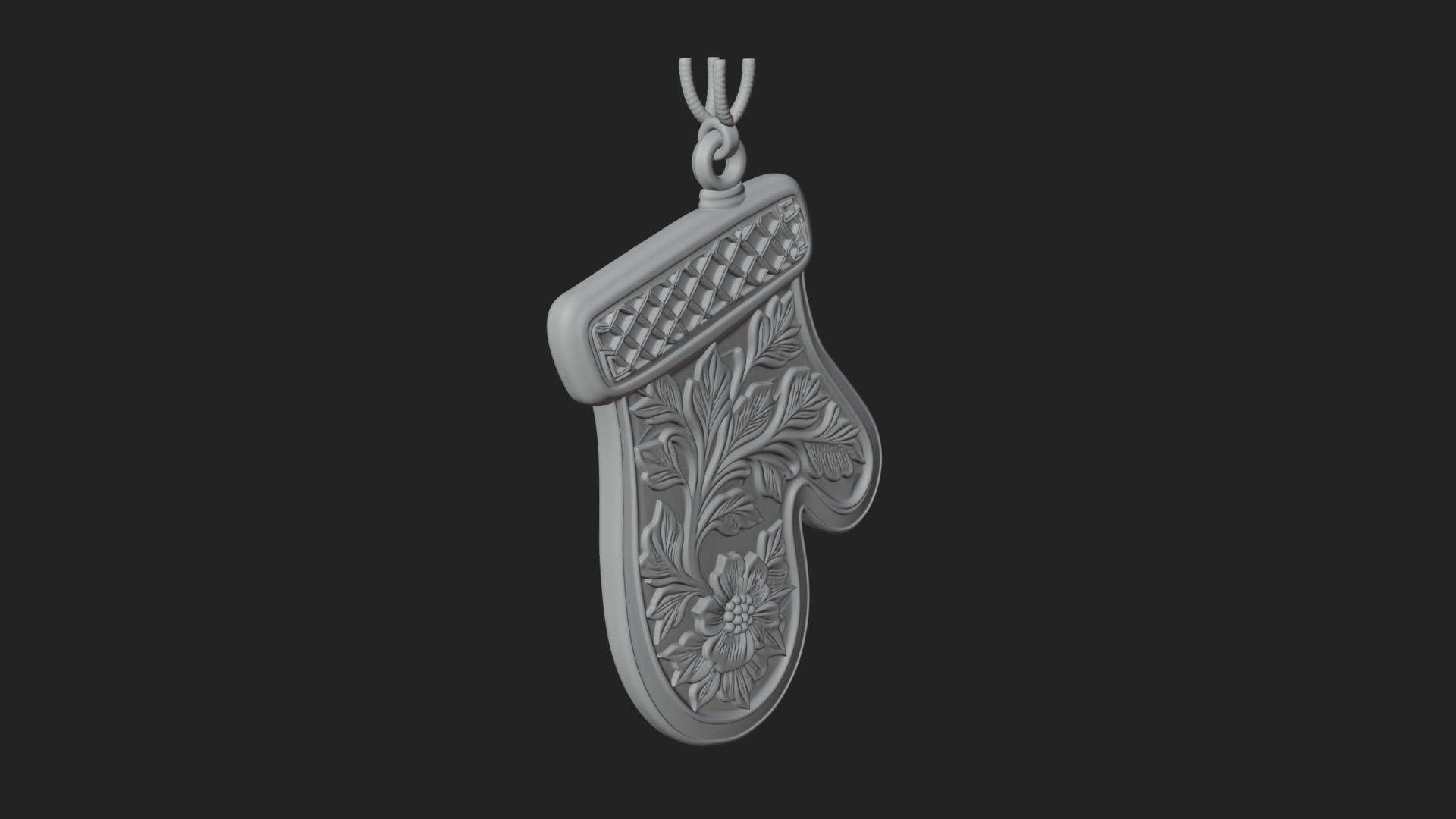 Carved Mitten Ornament Design 4 3D Print Model 3D Model