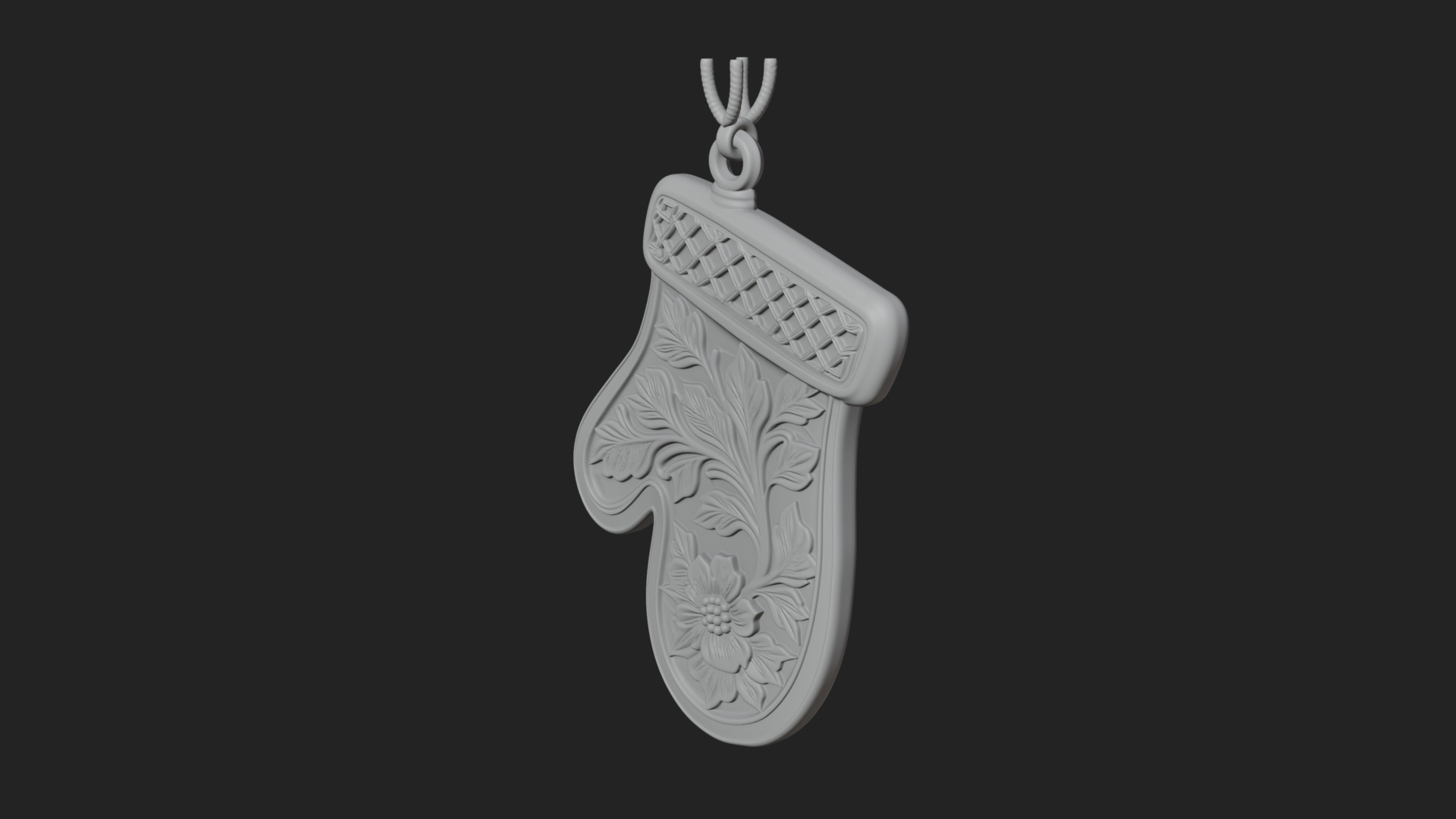 Carved Mitten Ornament Design 4 3D Print Model 3D Model