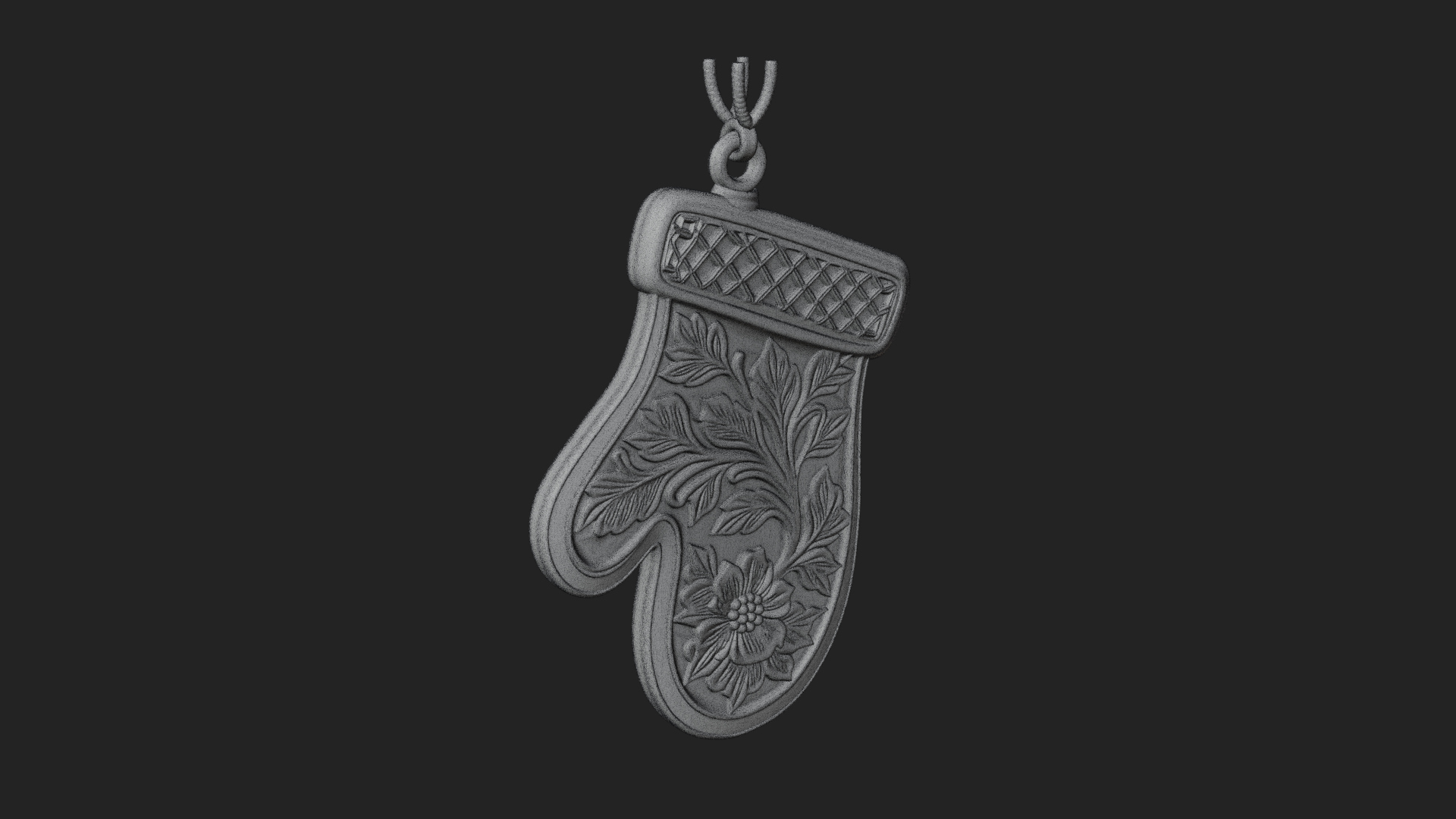 Carved Mitten Ornament Design 4 3D Print Model 3D Model