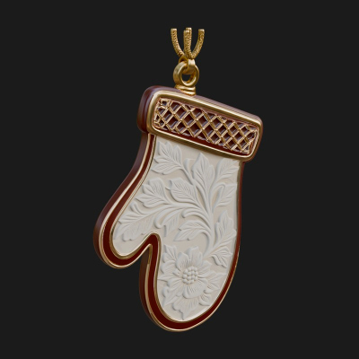 Carved Mitten Ornament Design 4 3D Print Model