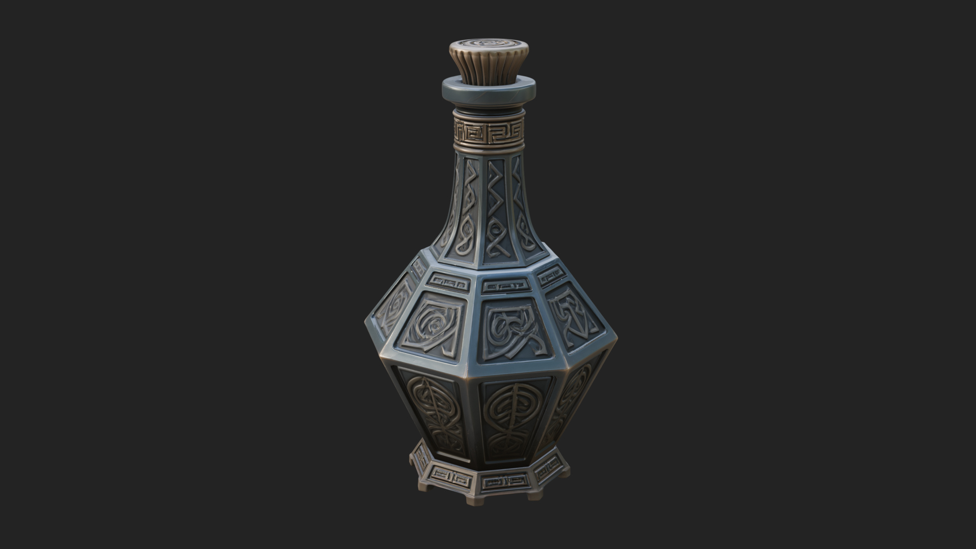 Carved Potion Bottle Model Design 1 3D Print Model 3D Model