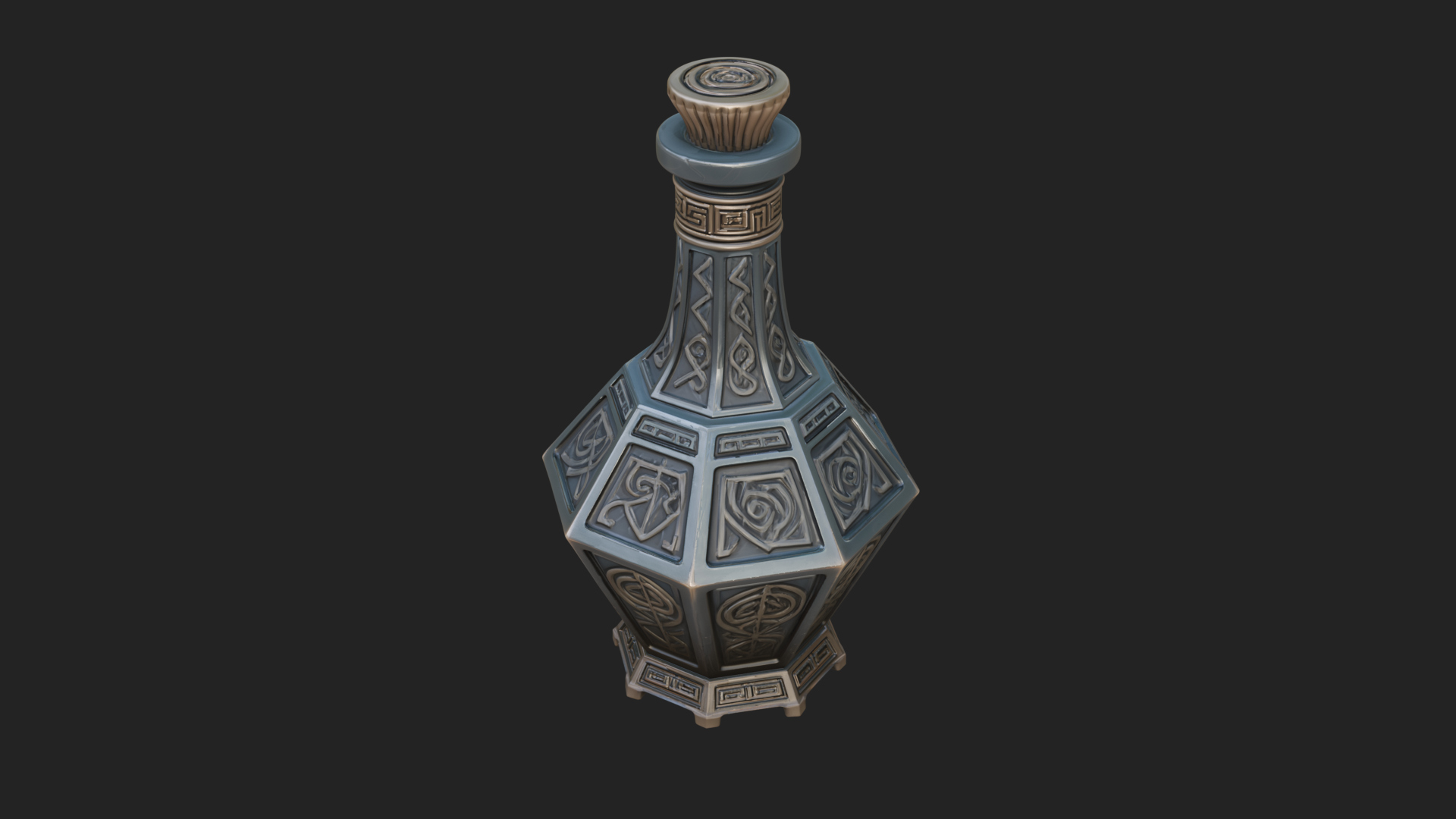 Carved Potion Bottle Model Design 1 3D Print Model 3D Model
