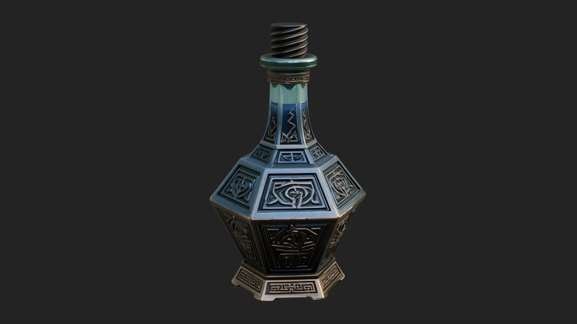 Carved Potion Bottle Model Design 2 3D Print Model 3D Model