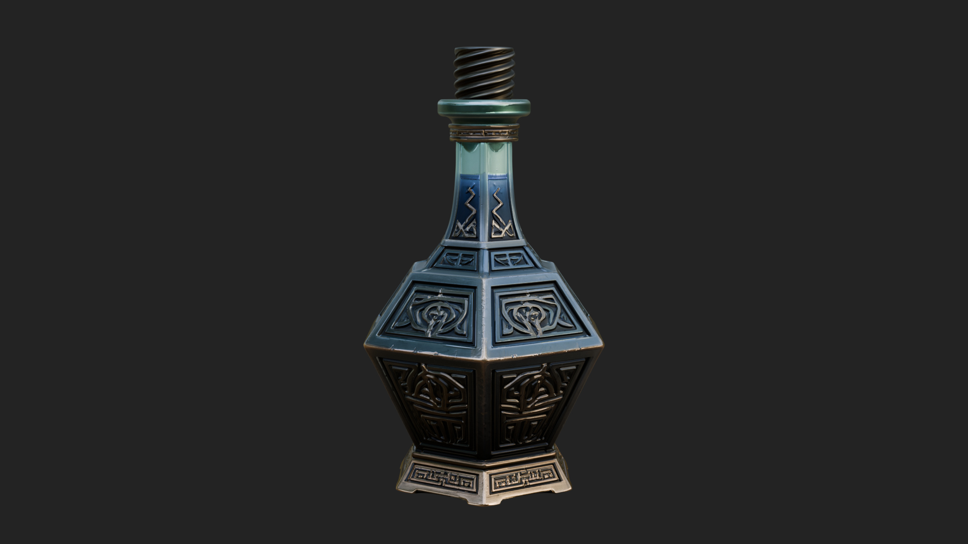 Carved Potion Bottle Model Design 2 3D Print Model 3D Model