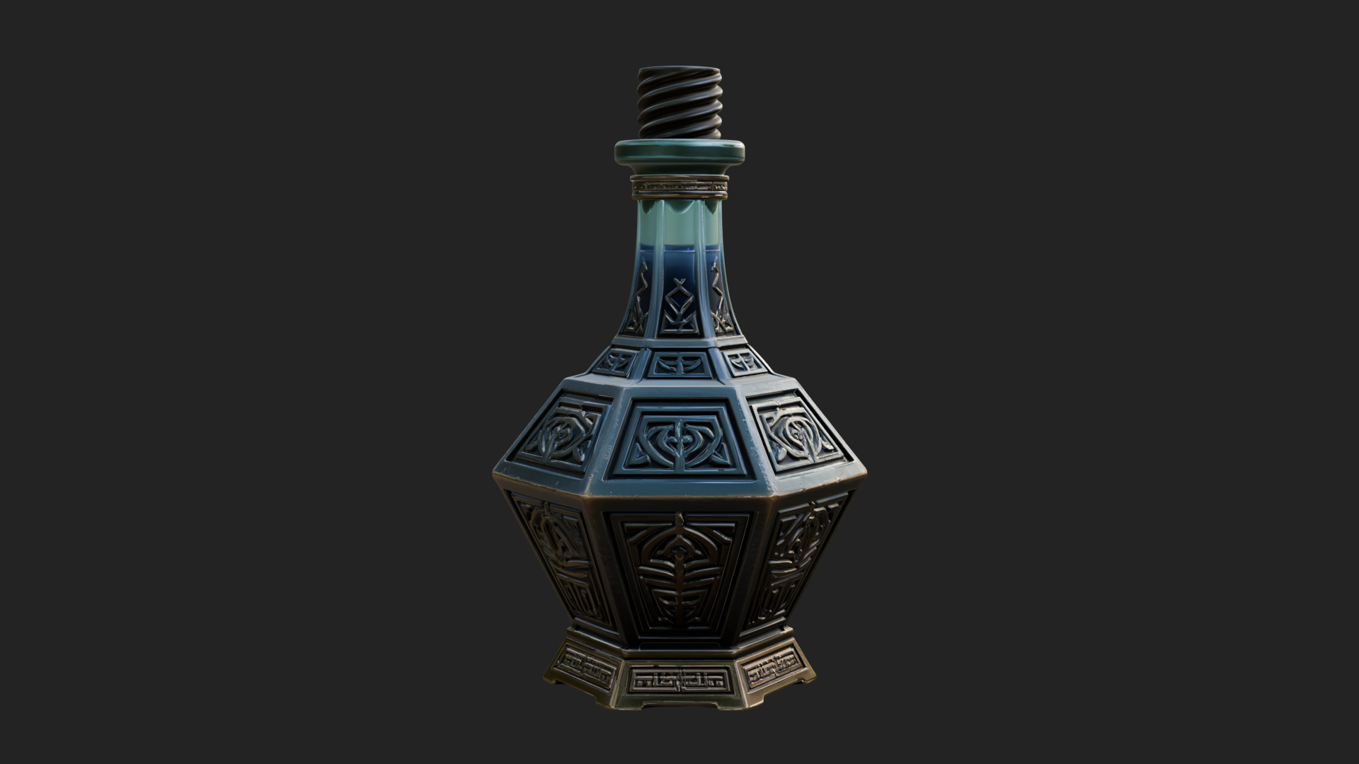 Carved Potion Bottle Model Design 2 3D Print Model 3D Model