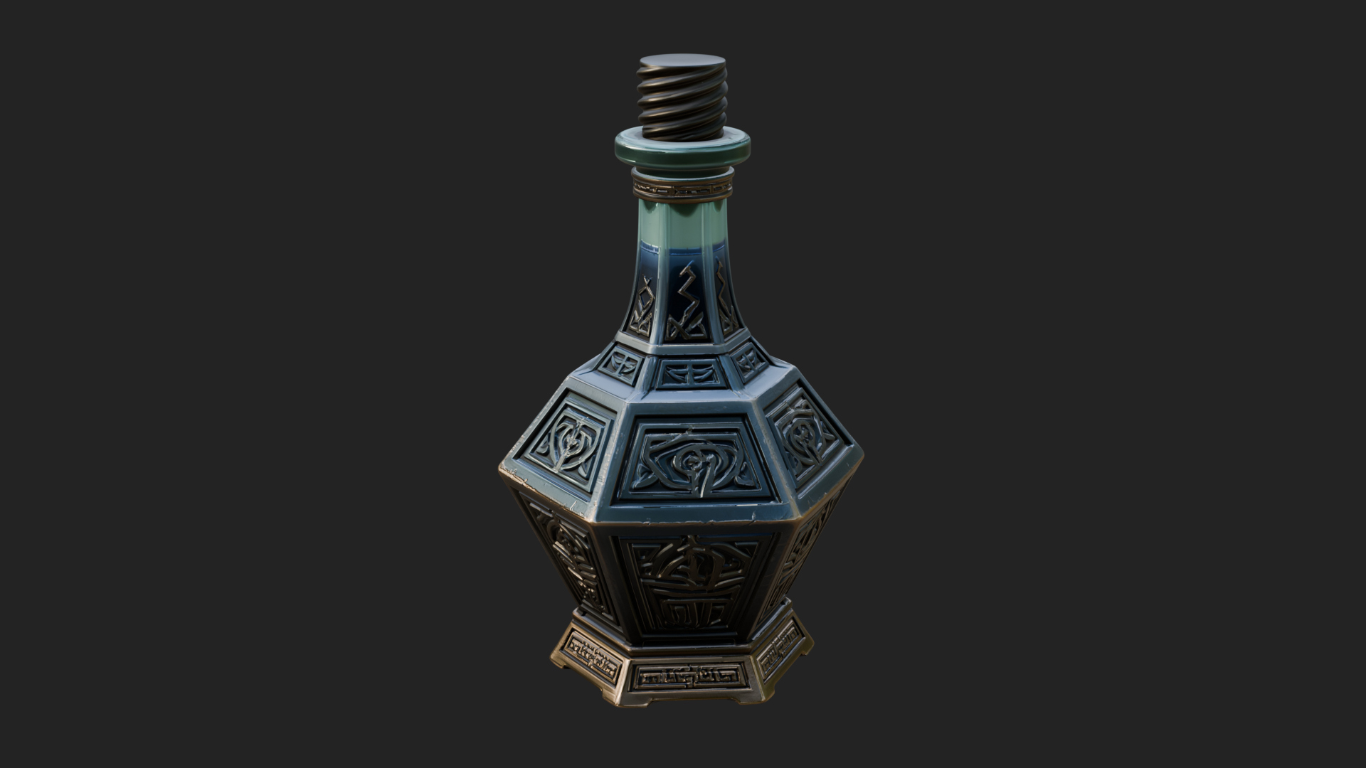 Carved Potion Bottle Model Design 2 3D Print Model 3D Model
