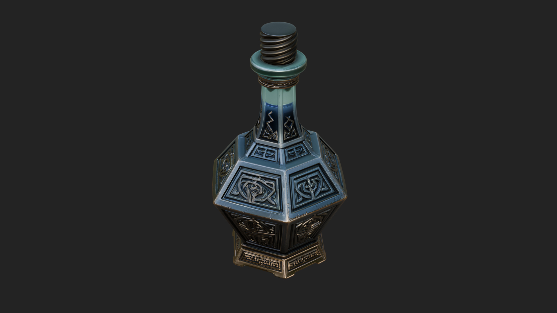 Carved Potion Bottle Model Design 2 3D Print Model 3D Model