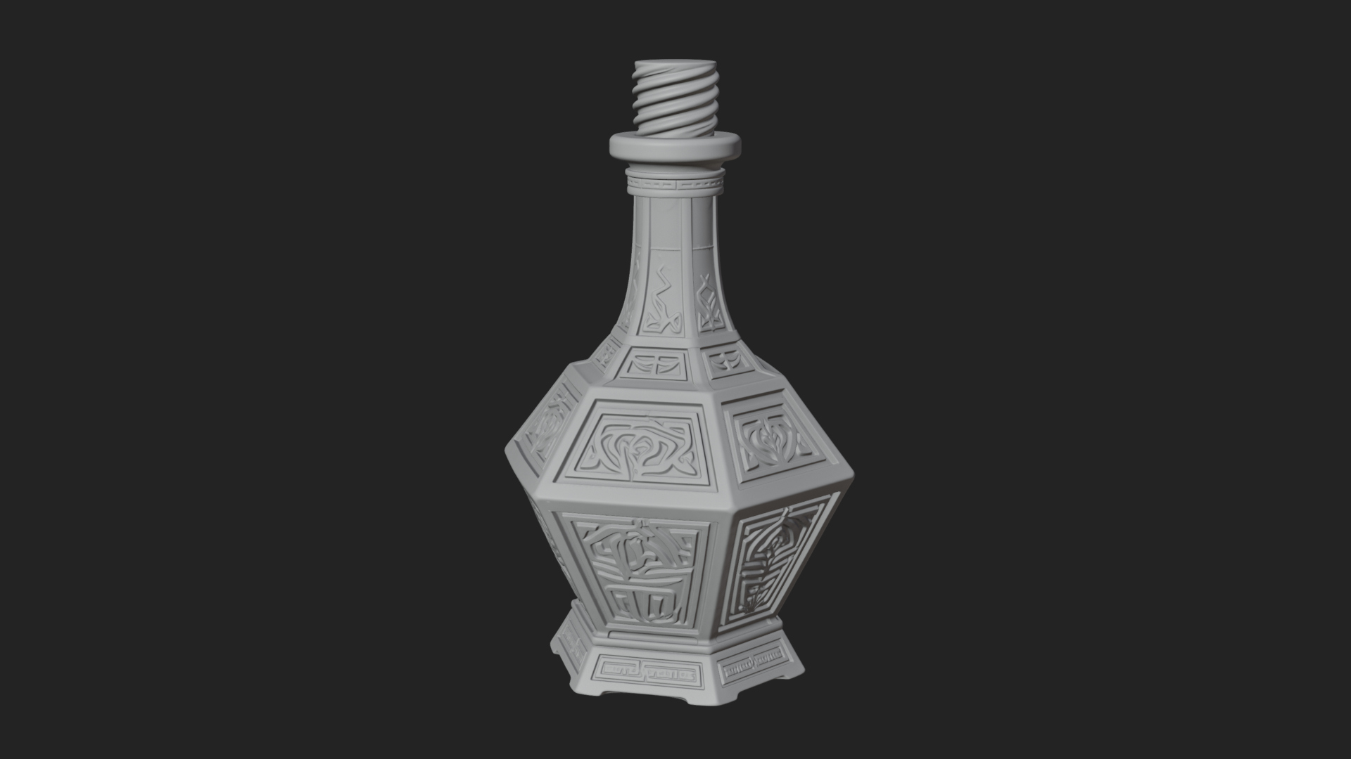 Carved Potion Bottle Model Design 2 3D Print Model 3D Model