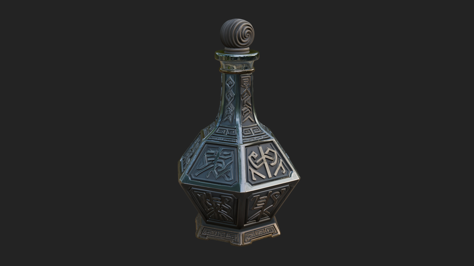 Carved Potion Bottle Model Design 3 3D Print Model 3D Model