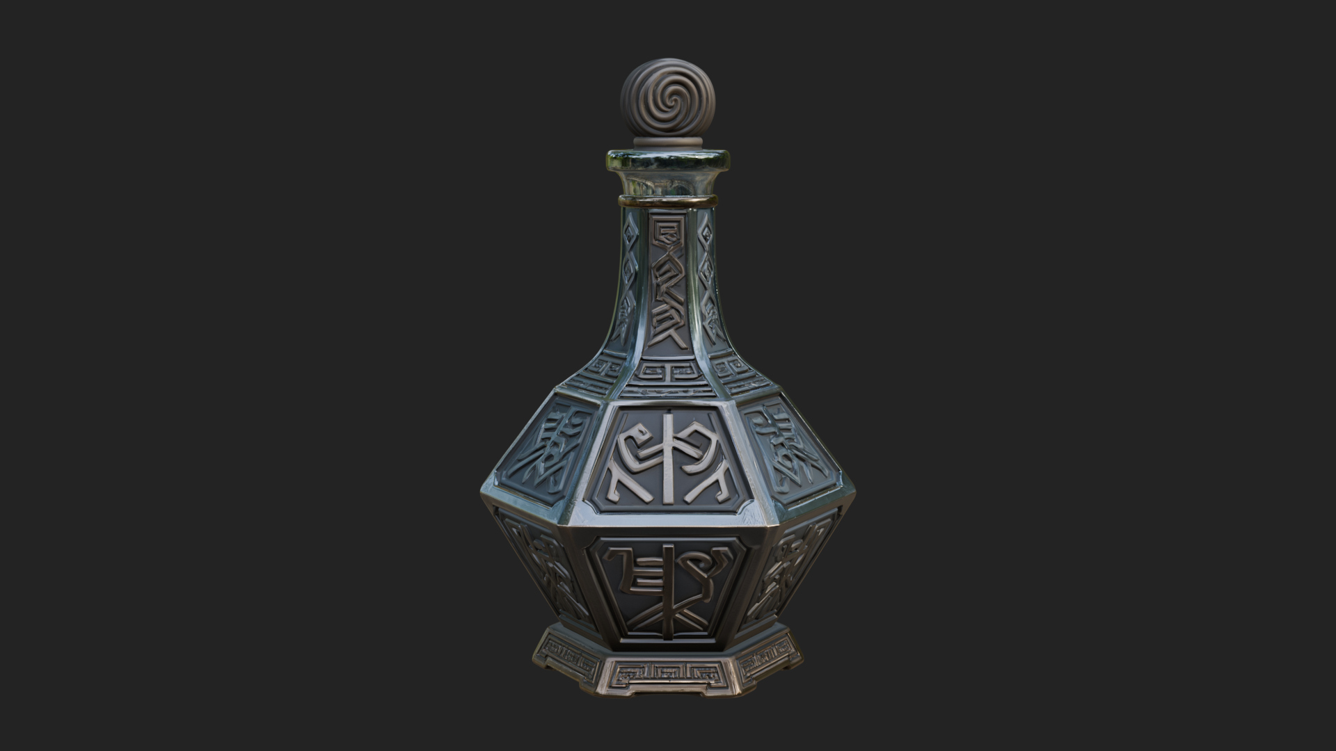 Carved Potion Bottle Model Design 3 3D Print Model 3D Model
