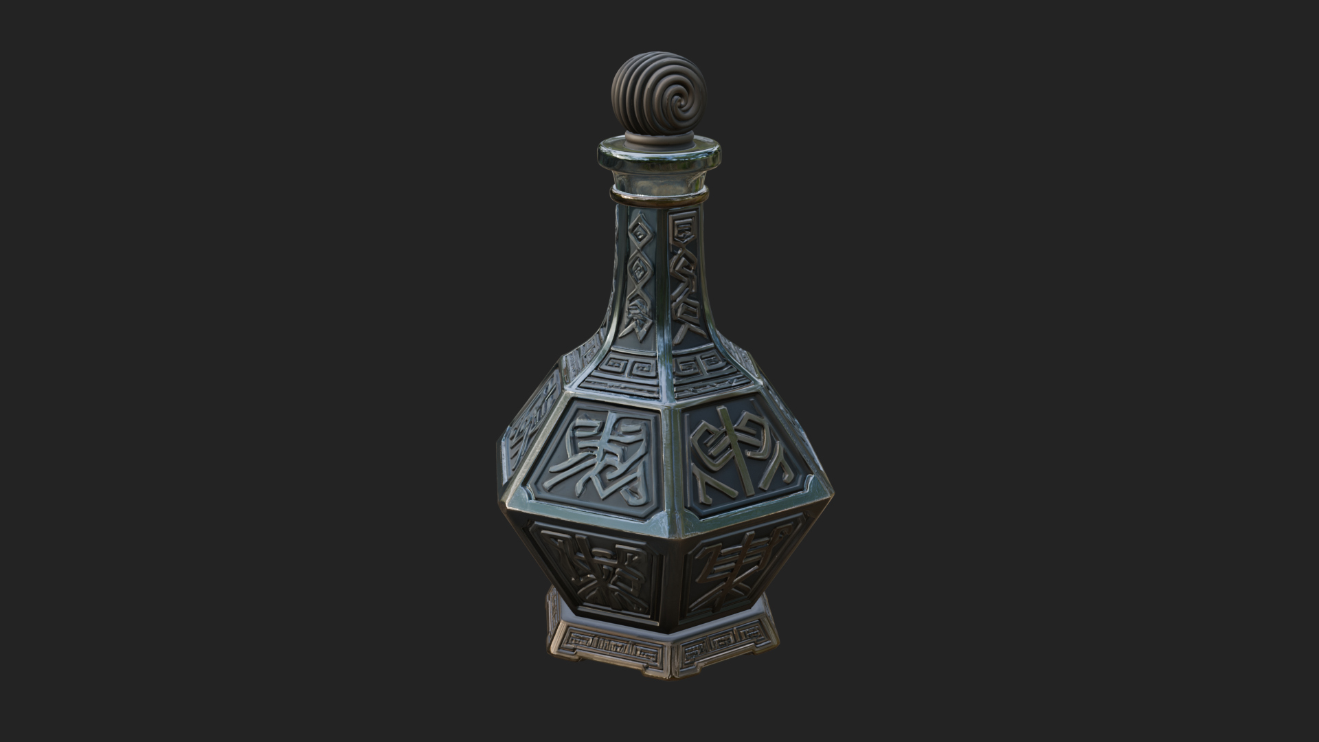Carved Potion Bottle Model Design 3 3D Print Model 3D Model